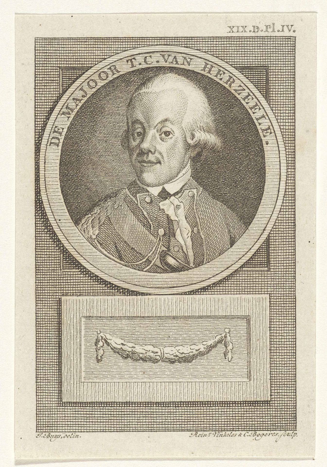 Portret van de majoor Theodorus Cornelis van Herzeele by Reinier Vinkeles