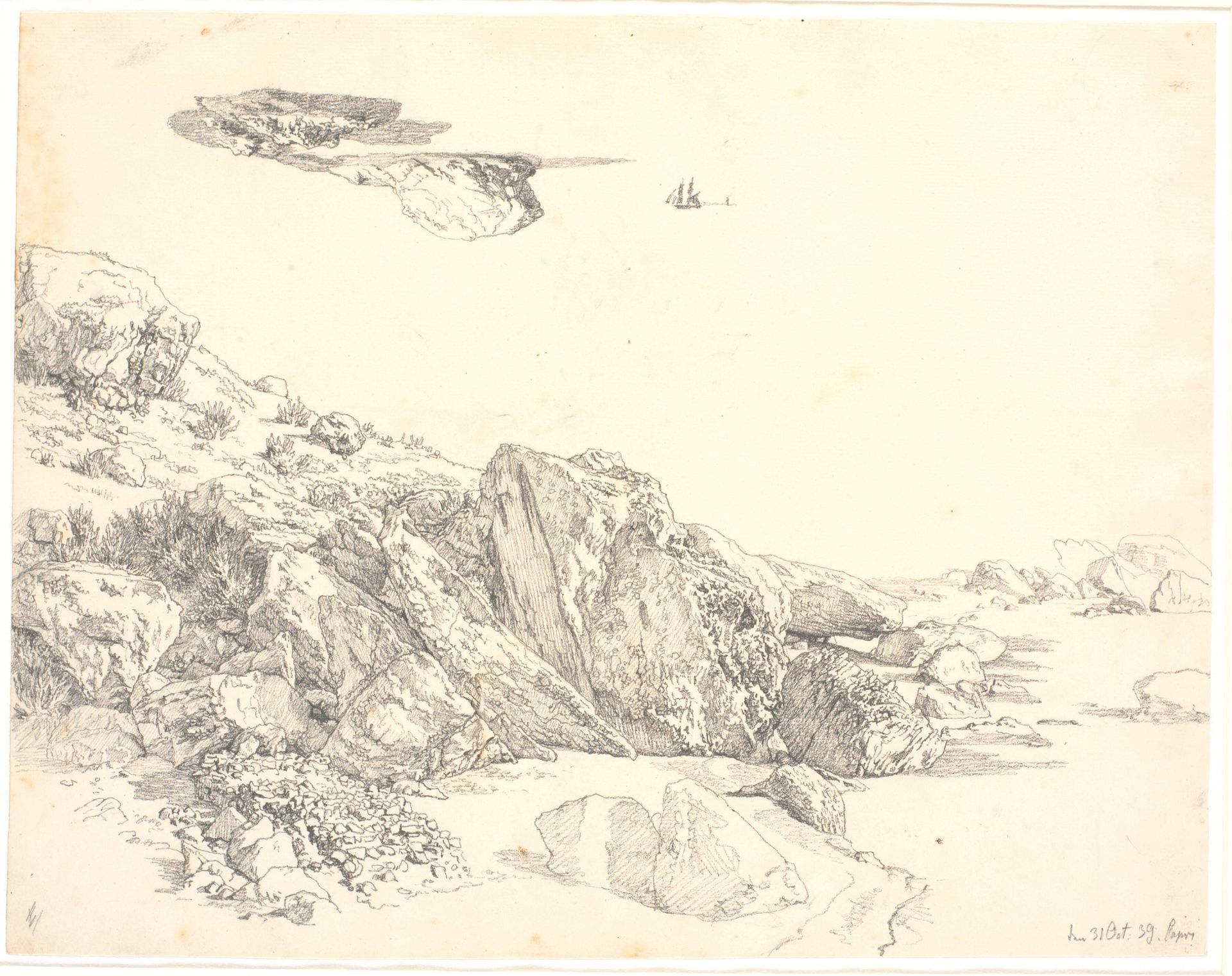 Klippestudie fra Capri by Christen Købke