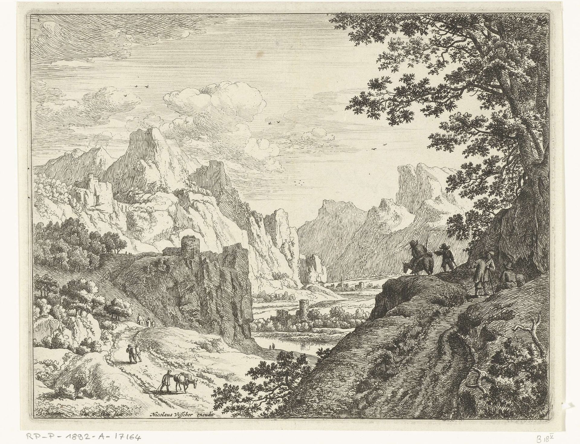Rivierlandschap met reizigers by Jan van Aken