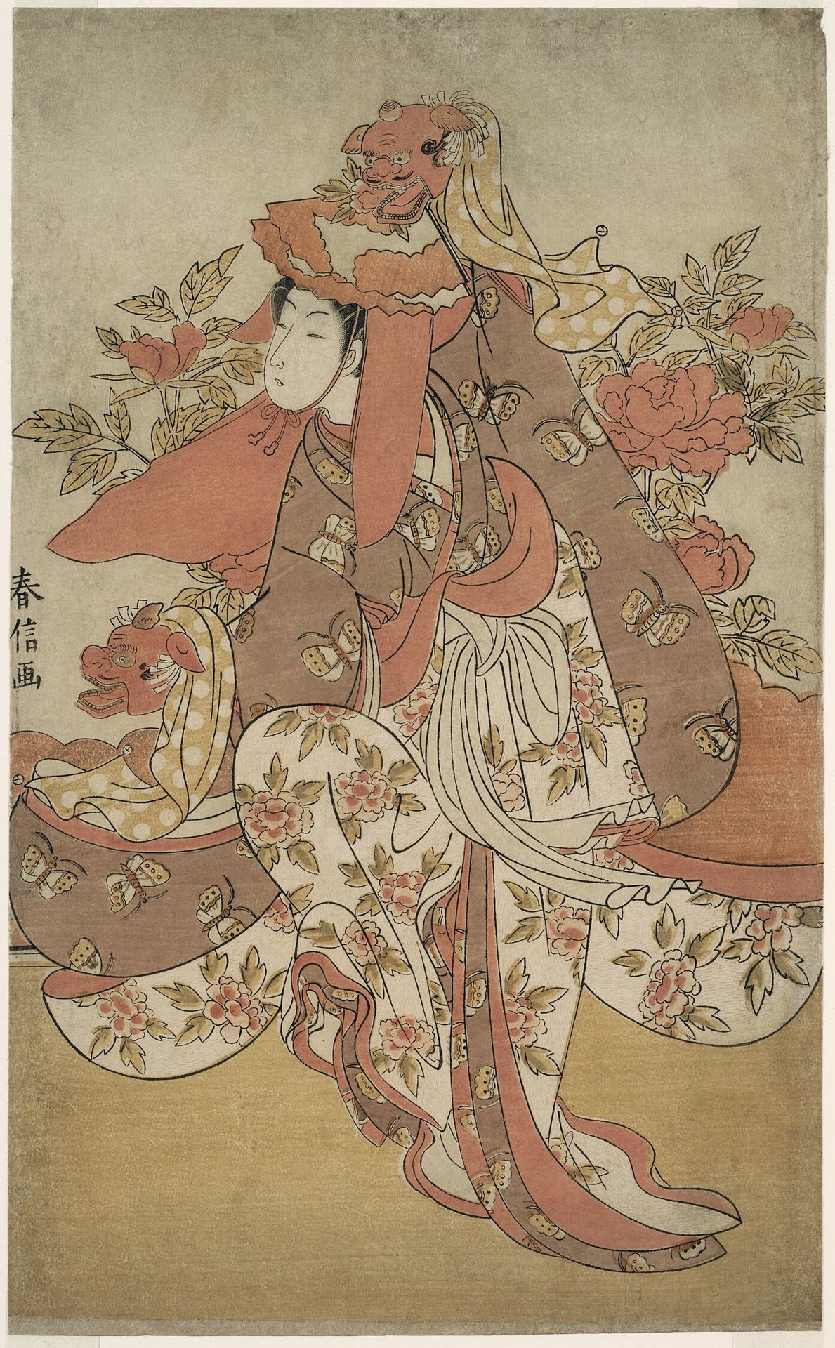 The Lion Dance by Suzuki Harunobu 鈴木春信