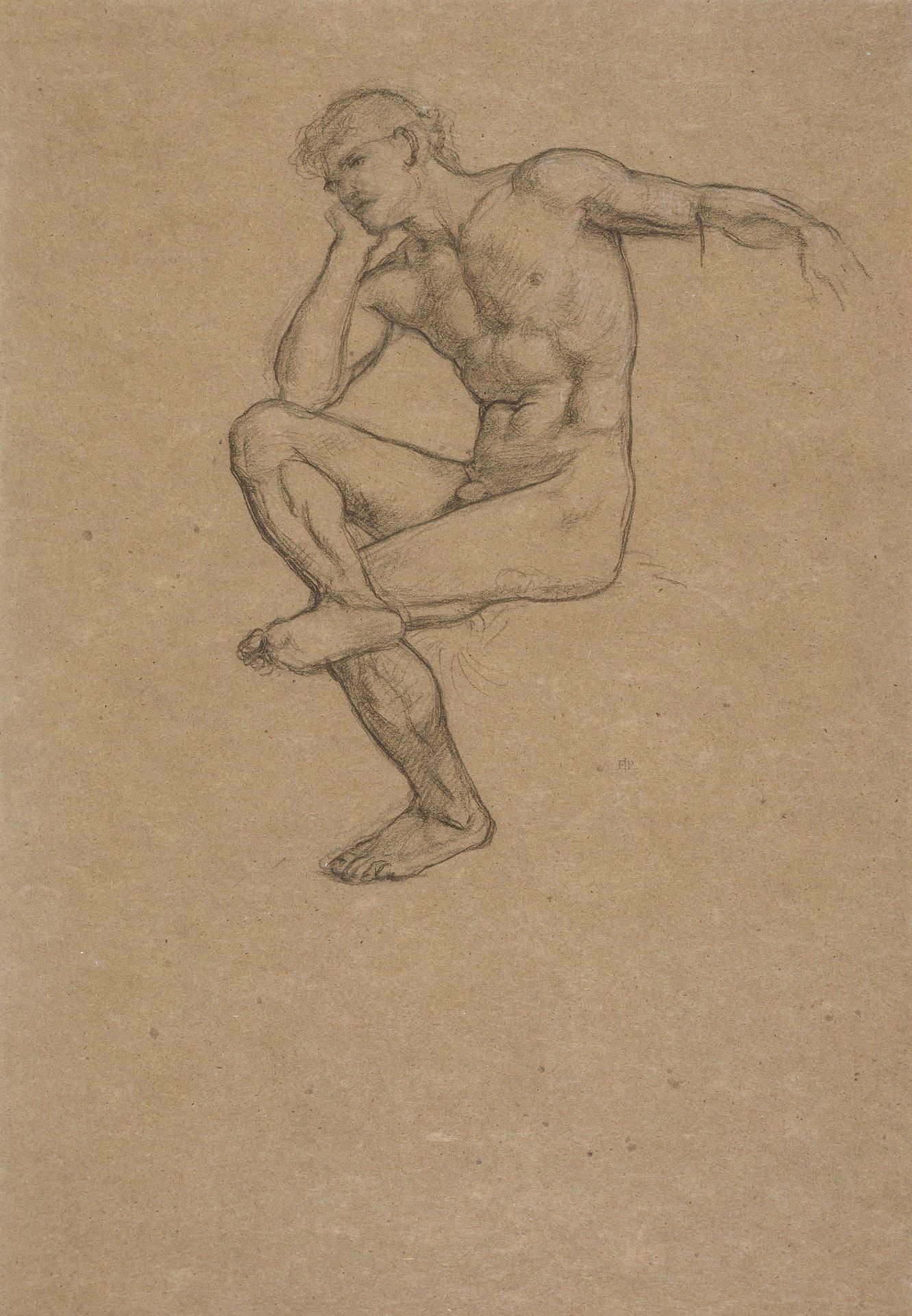 Seated Nude Figure of a Man by Edward John Poynter