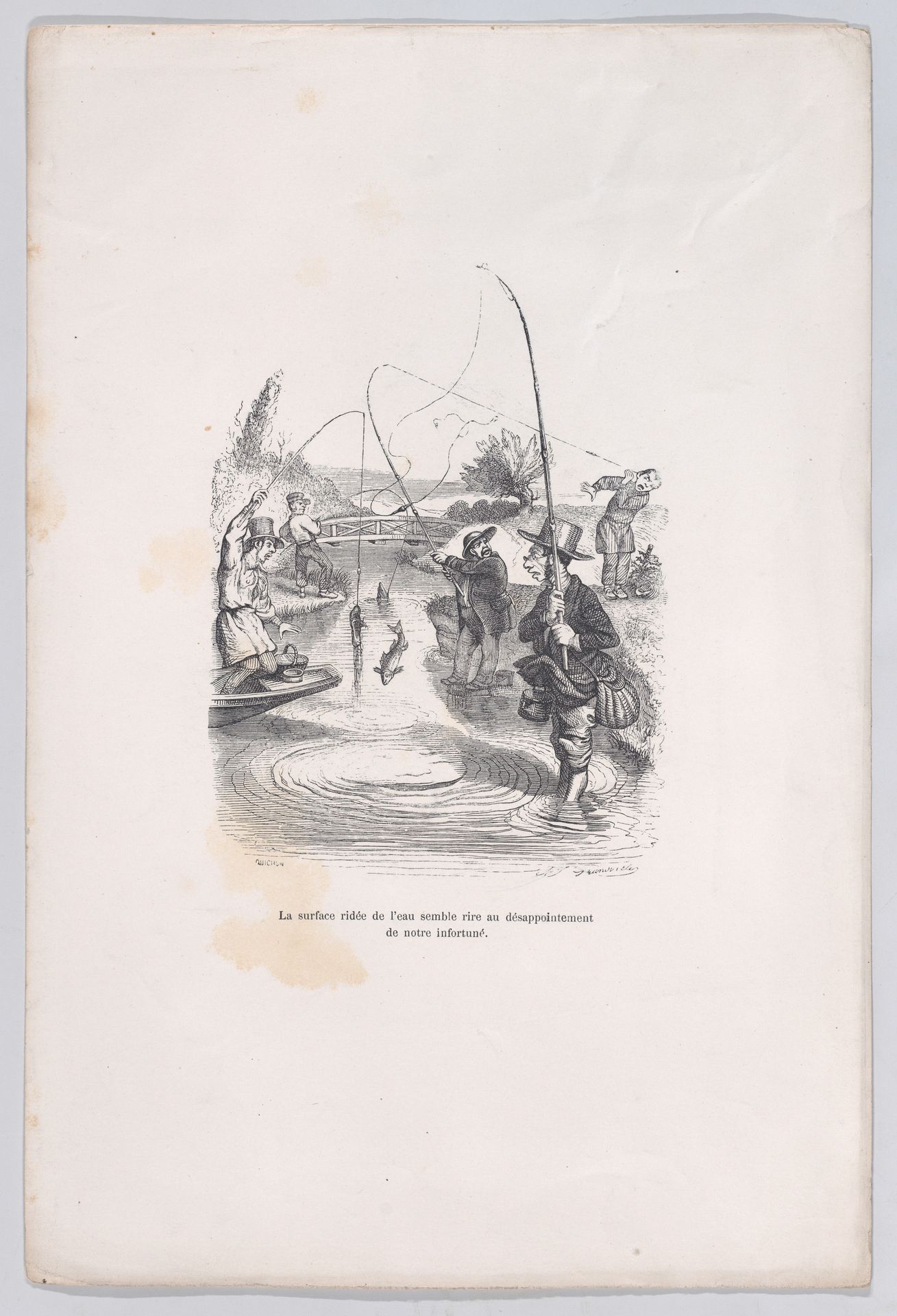 "The rippling water seems to be mocking our misfortune." from the Little Miseries of Human Life by J. J. Grandville