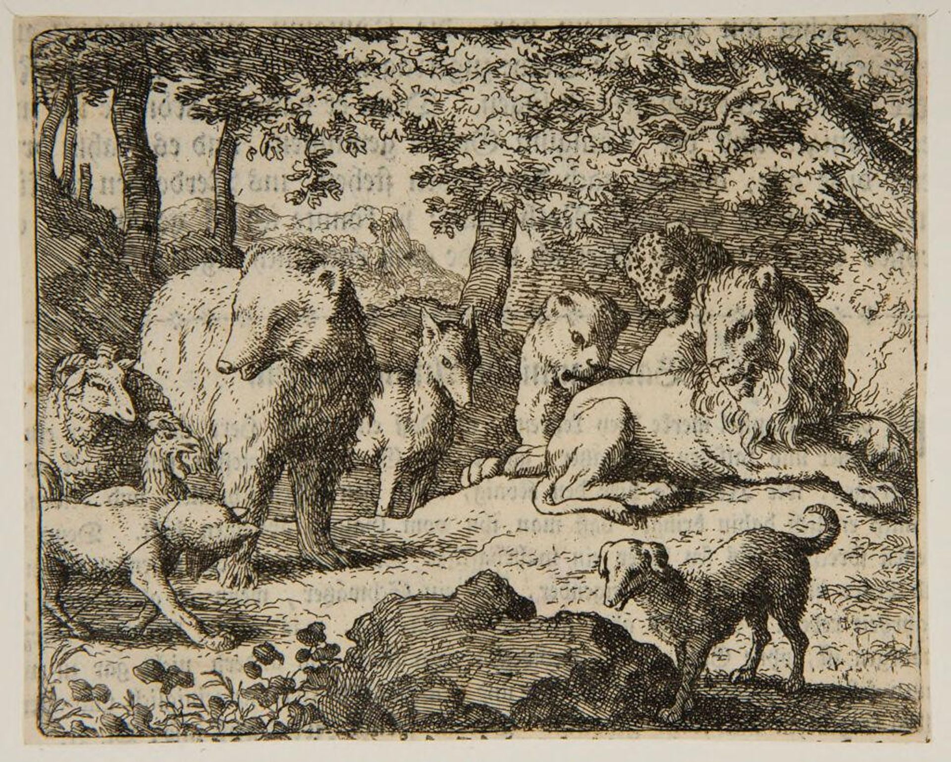 Reynard with rope around his neck bows at Lion's Court by Allart van Everdingen