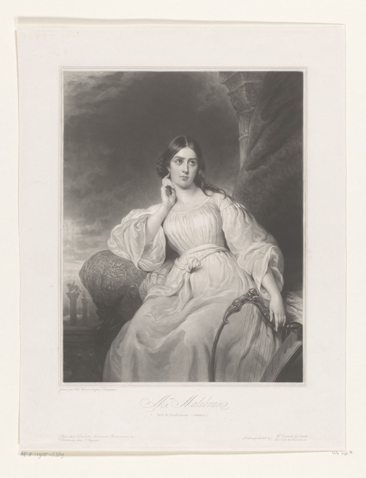 Portret van Maria Malibran by Charles Turner