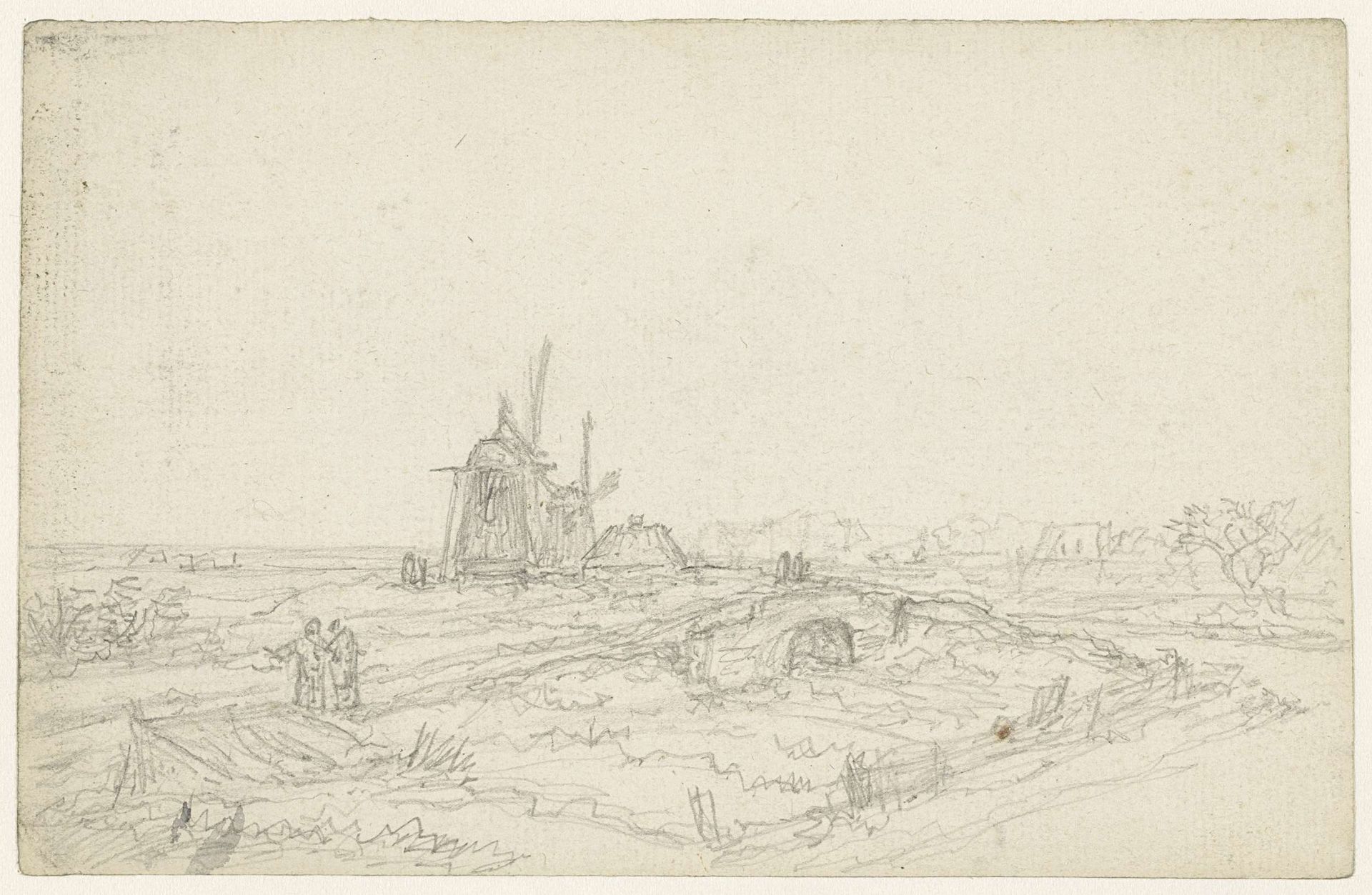 Landschap met twee molens by Georges Michel