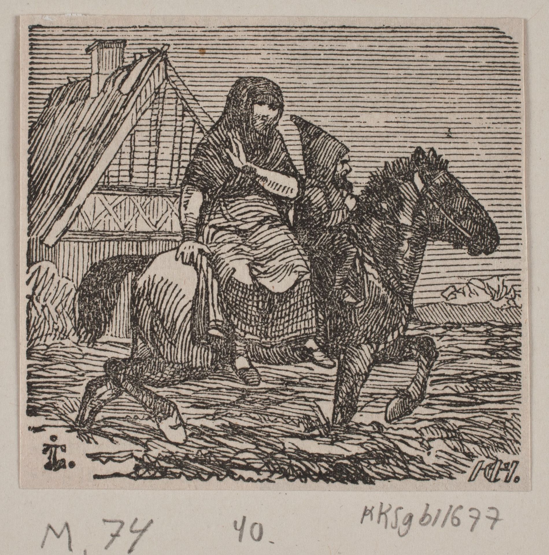 Illustration til "Gjordemoderen og Trolden" by H. C. Henneberg