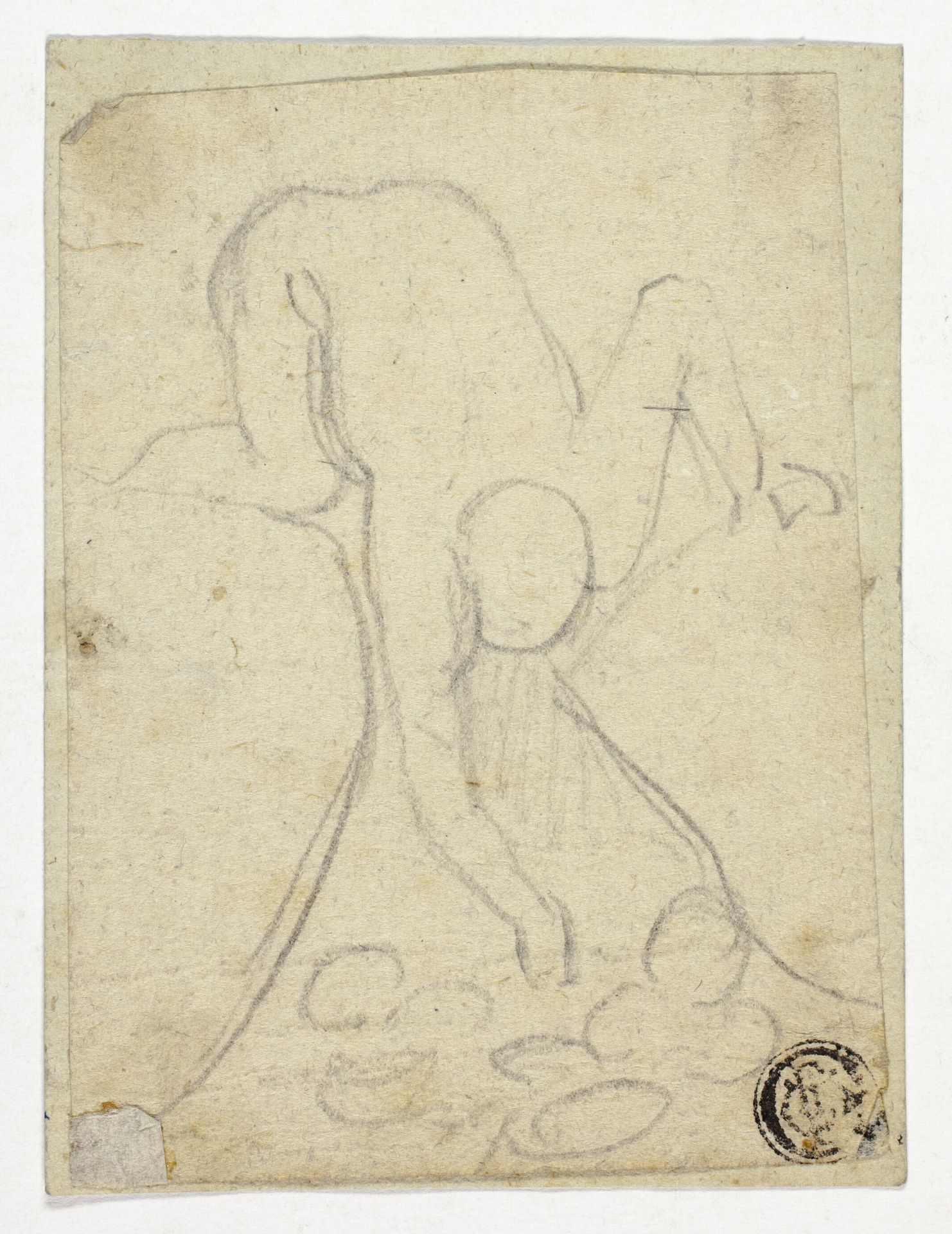 Nude Figure Reaching Down Between Rocks by William Blake