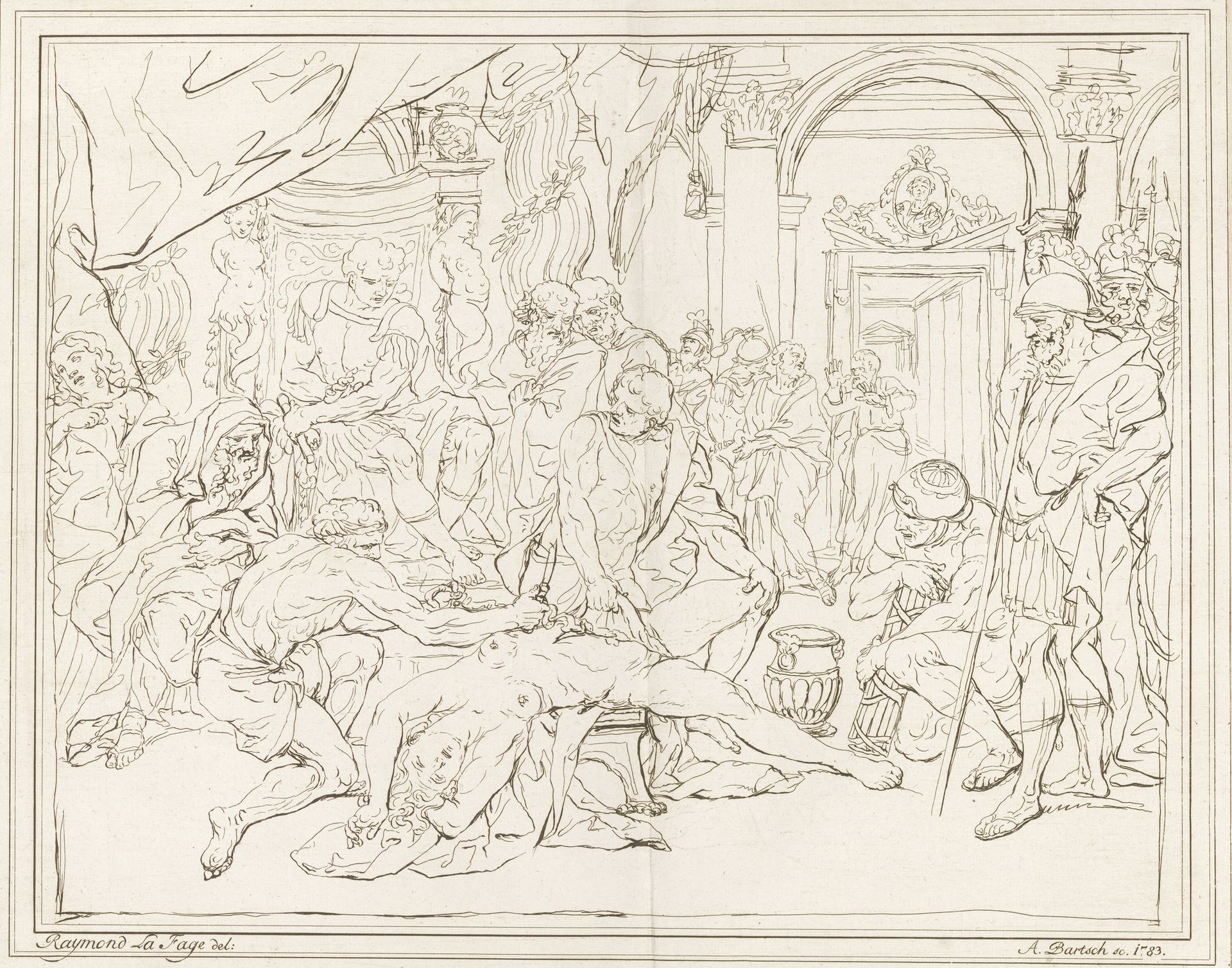 Nero voor het lijk van zijn moeder Agrippina by Adam von Bartsch