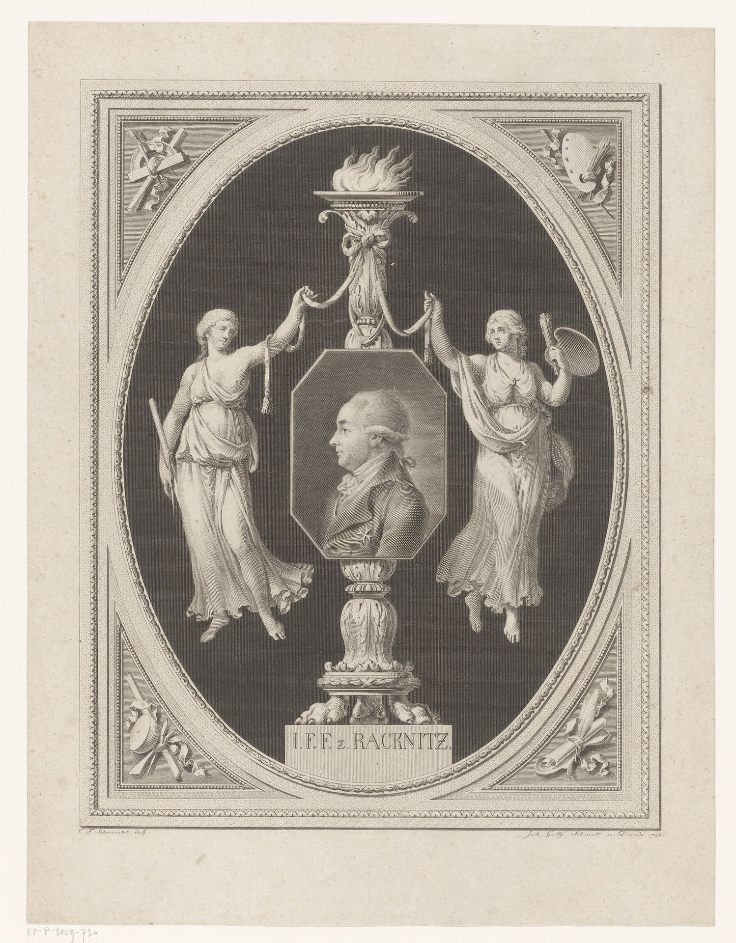 Portret van Joseph Friedrich Freiherr von Racknitz by Johann Gottfried Schmidt