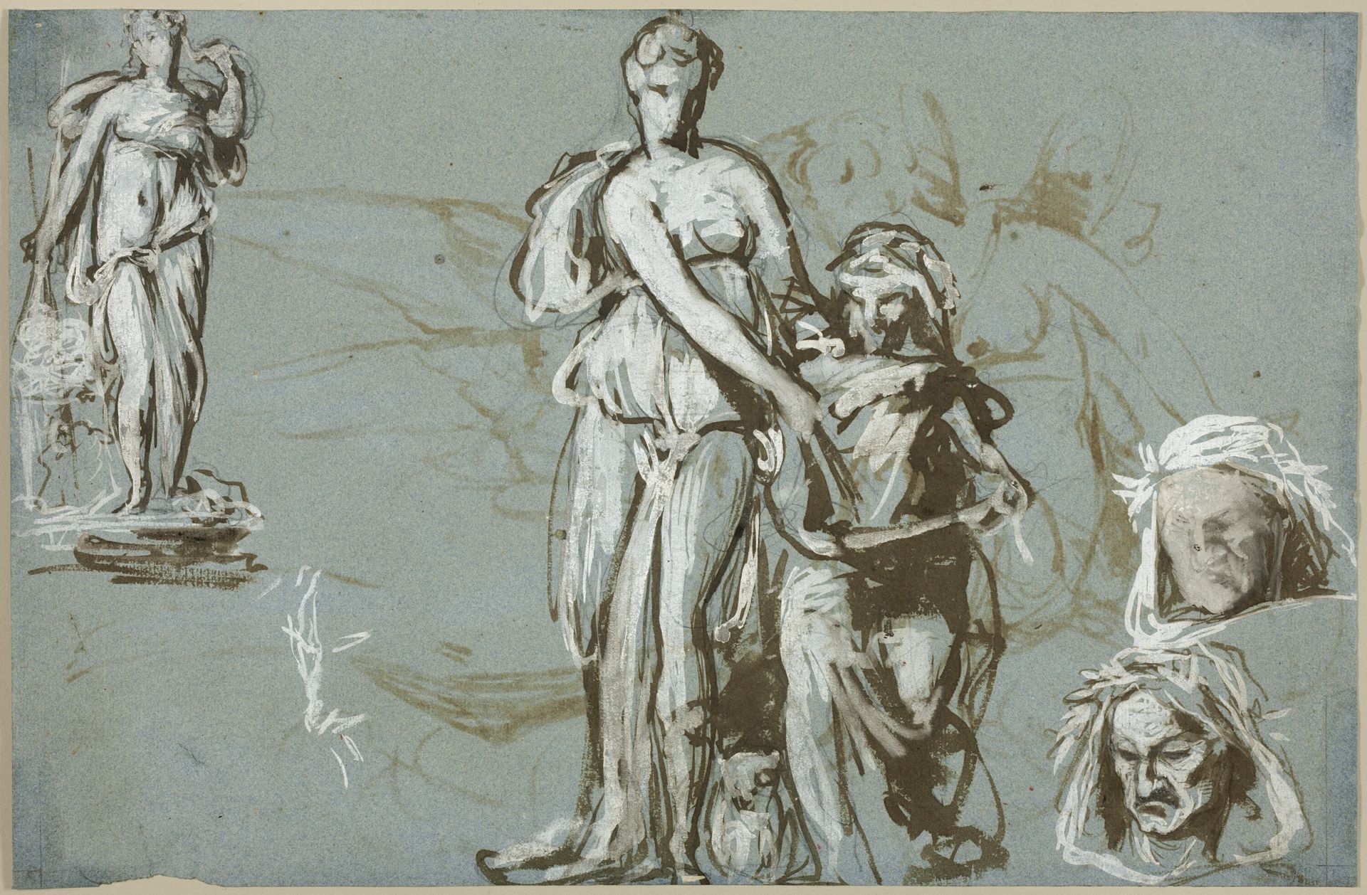 Sheet of Sketches for a Monument to Dante (recto); Cupid and Psyche (verso) by Isidore Pils