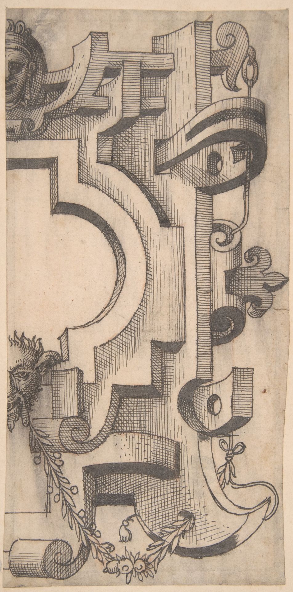 Right Half of a Strapwork Cartouche by Anonymous