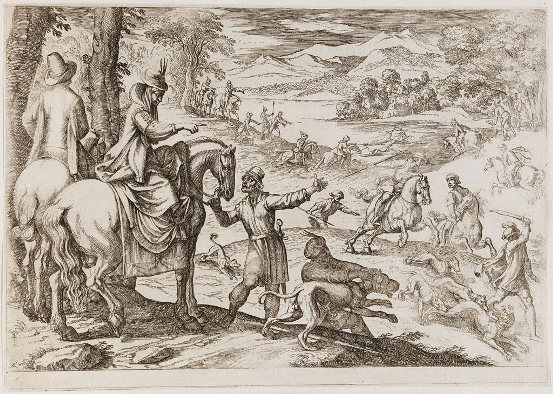 Deer and Wolf Hunt by Antonio Tempesta