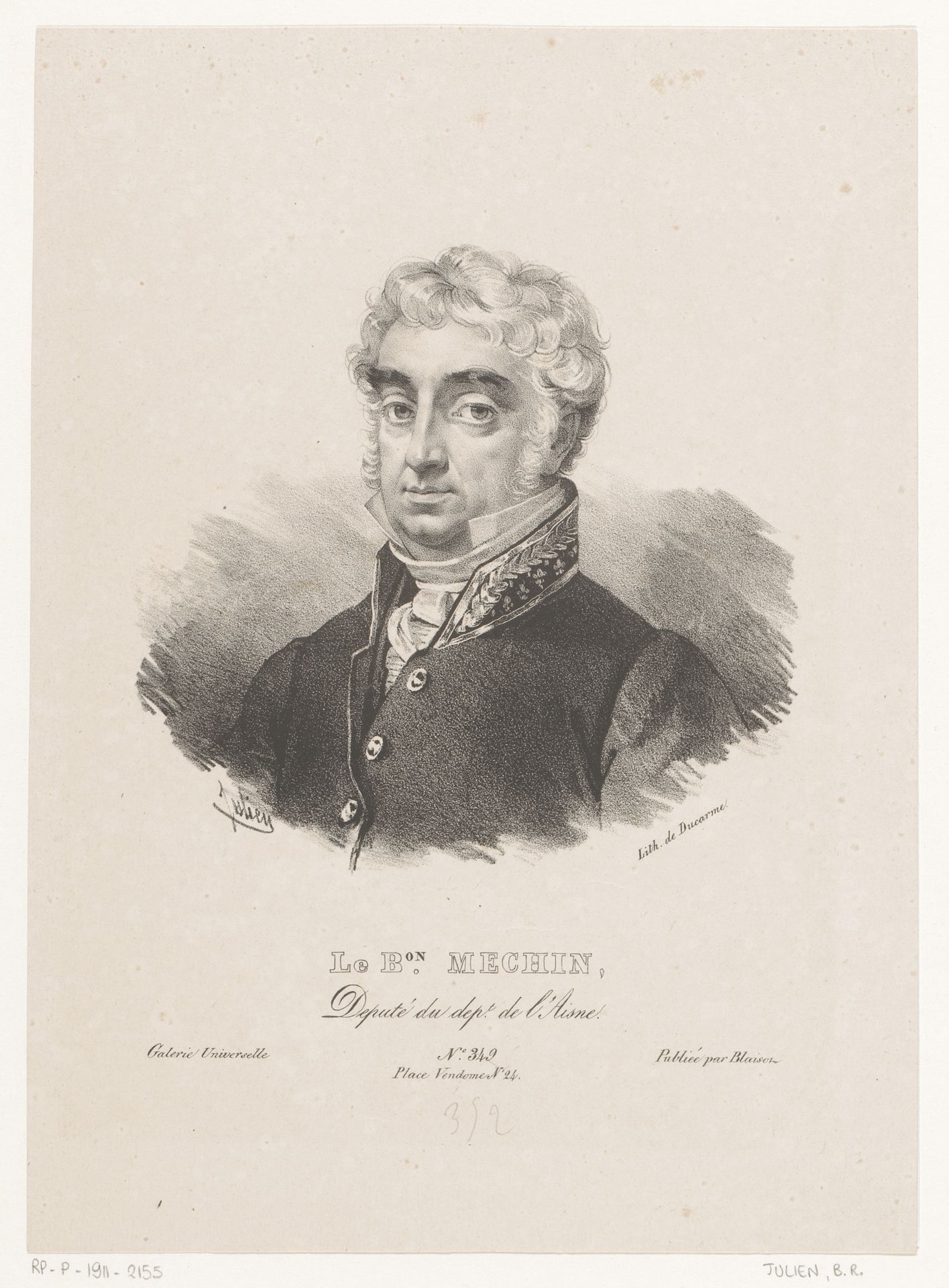 Portret van Alexandre Méchin by Bernard Romain Julien