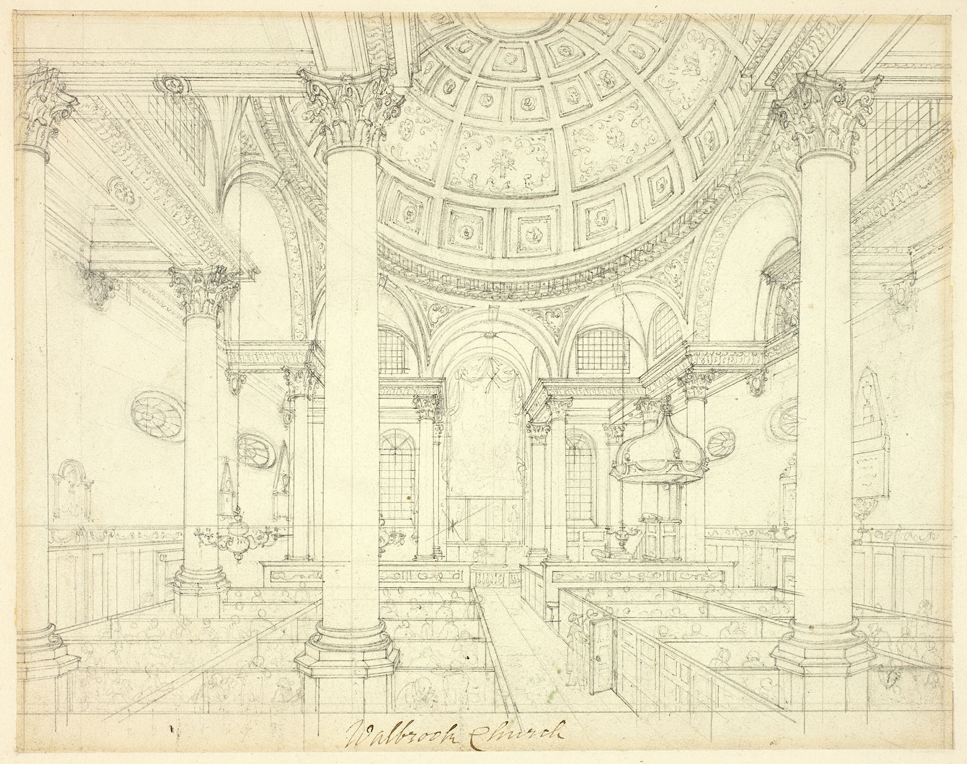 Study for St. Stephen's Walbrook, from Microcosm of London by Augustus Charles Pugin