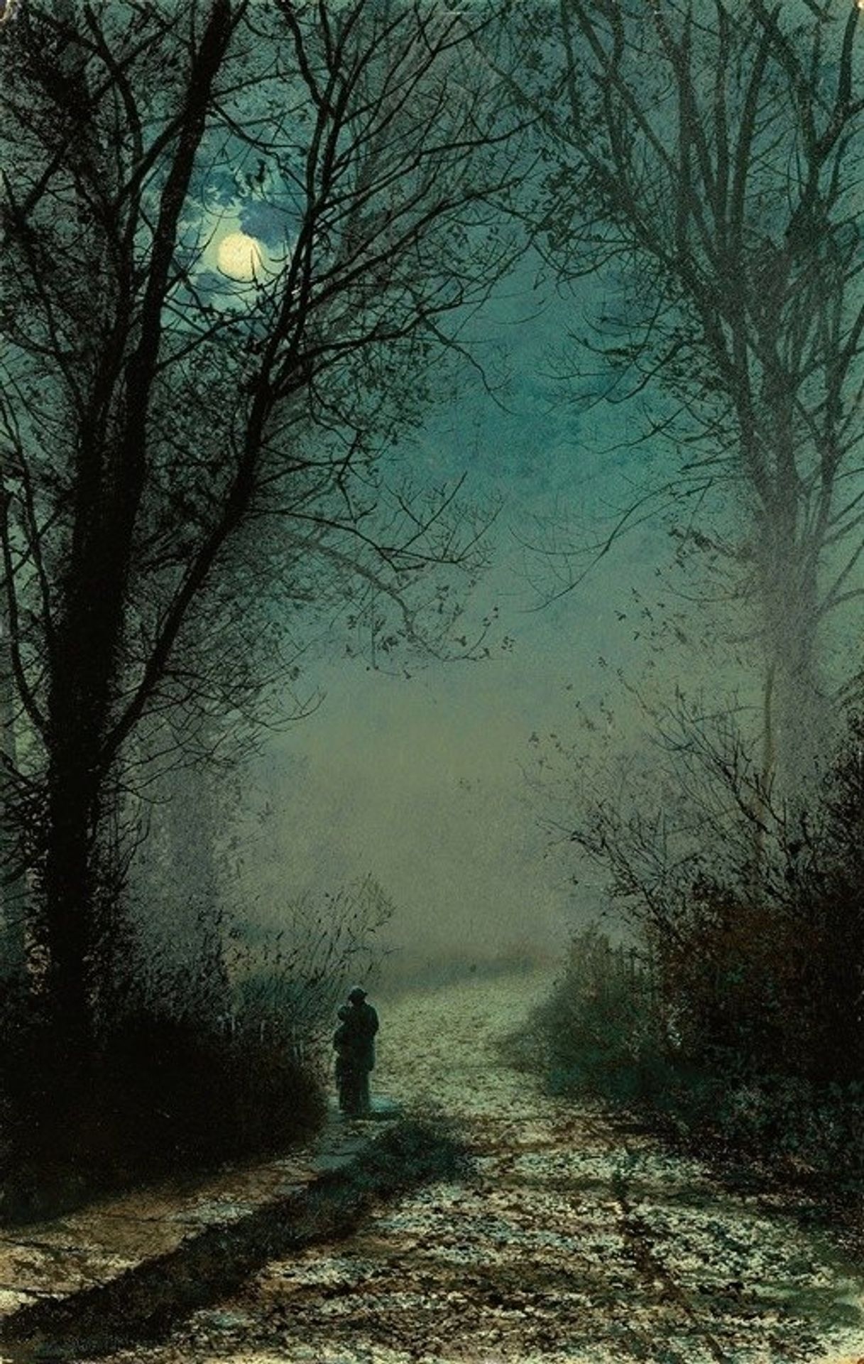 Lovers on a moonlit lane by John Atkinson Grimshaw
