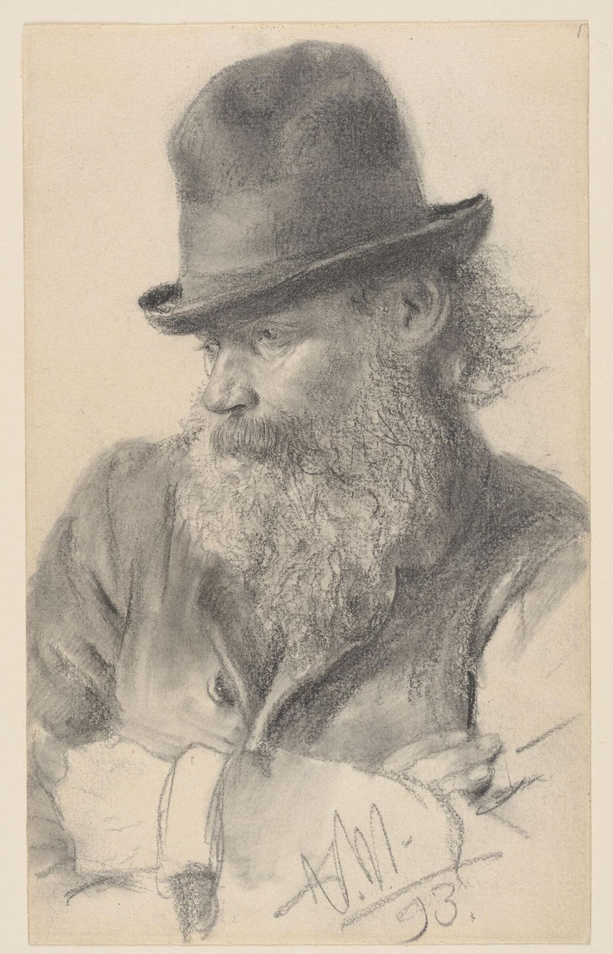 Portrait of a Bearded Man with Arms Crossed by Adolph Menzel