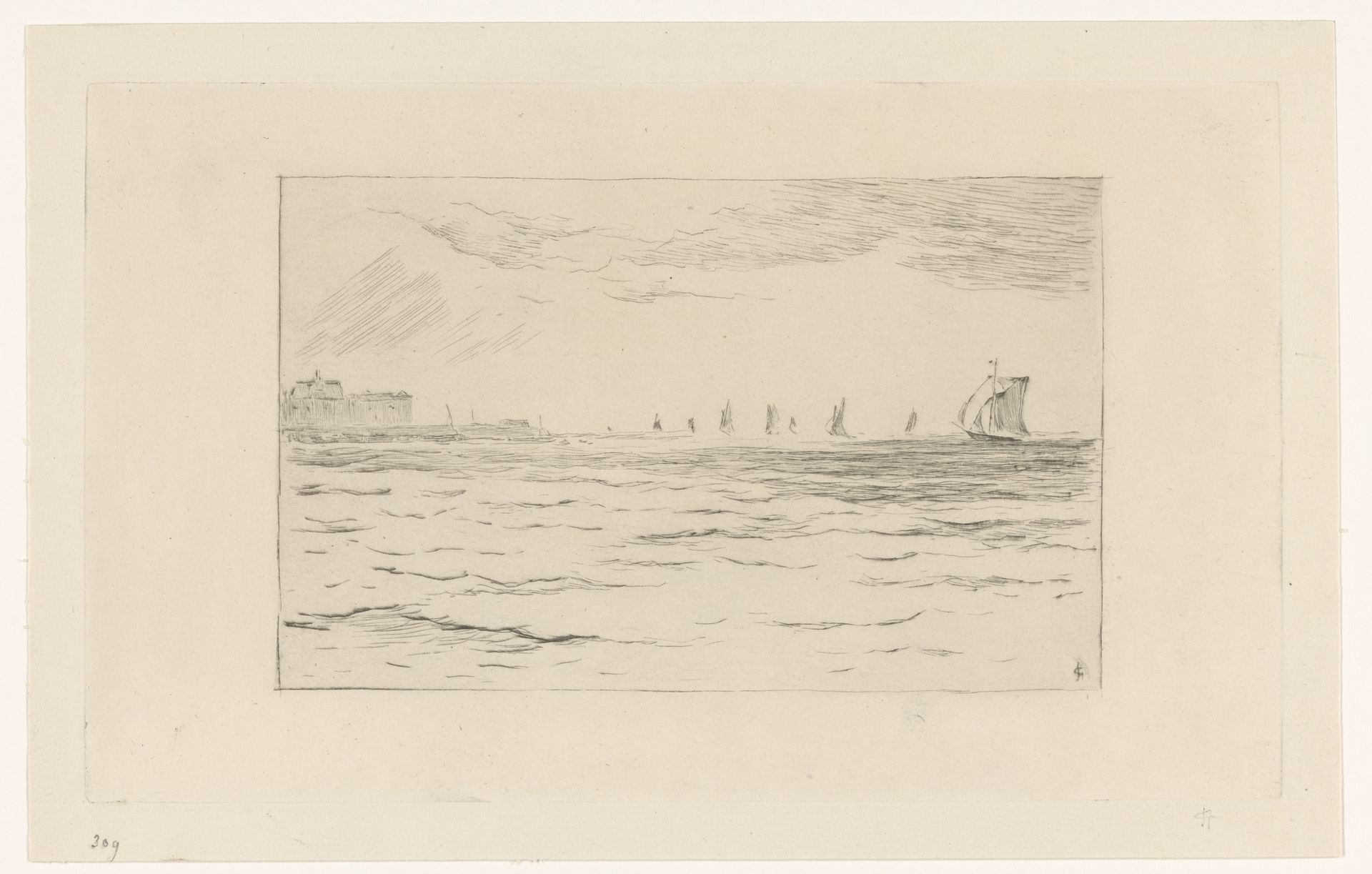 Zeilschepen bij de rede van Vlissingen by Carel Nicolaas Storm van 's-Gravesande