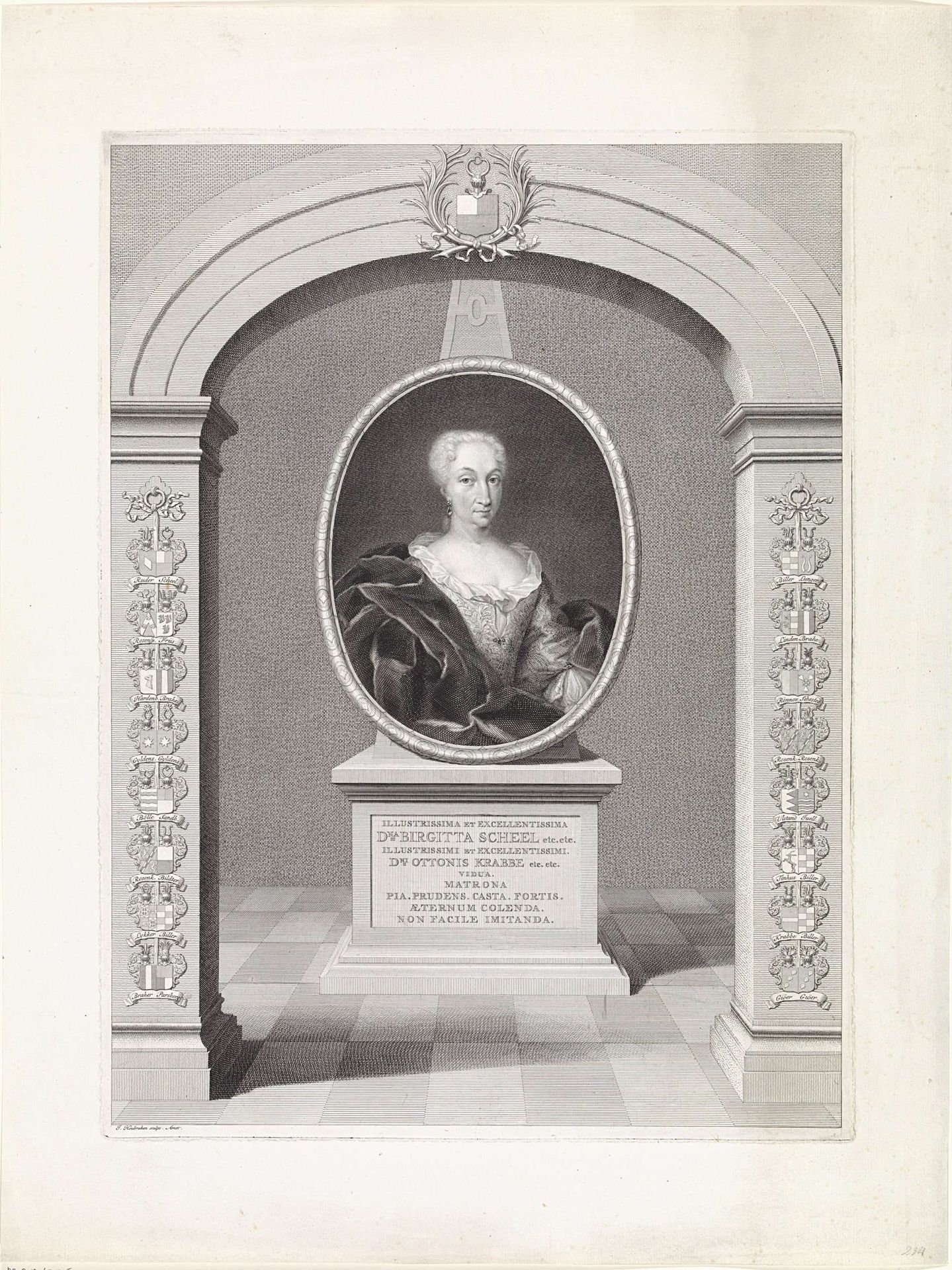 Portret van Birgitta Scheel by Jacob Houbraken