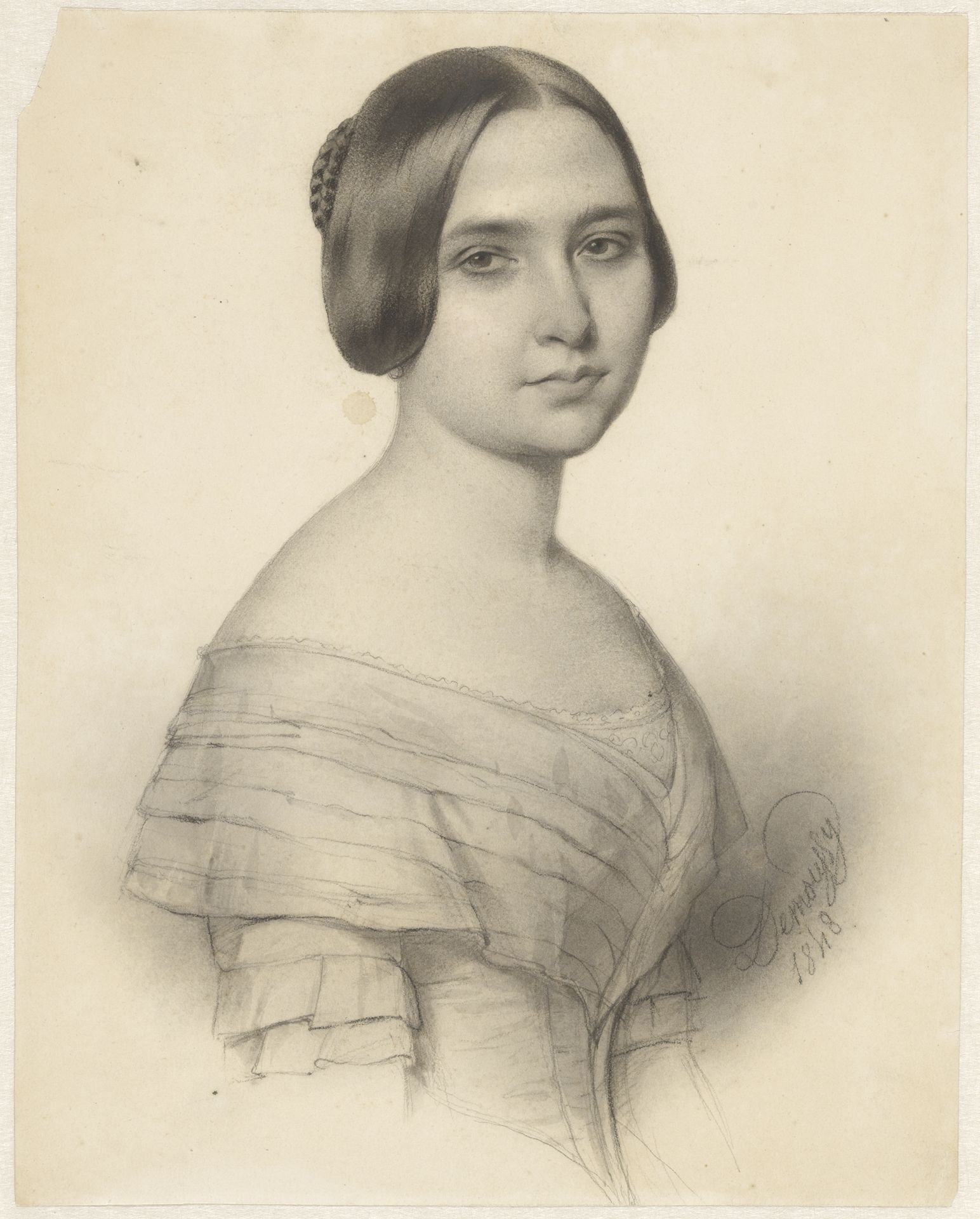 Portret van een onbekende vrouw by Augustin Luc Demoussy