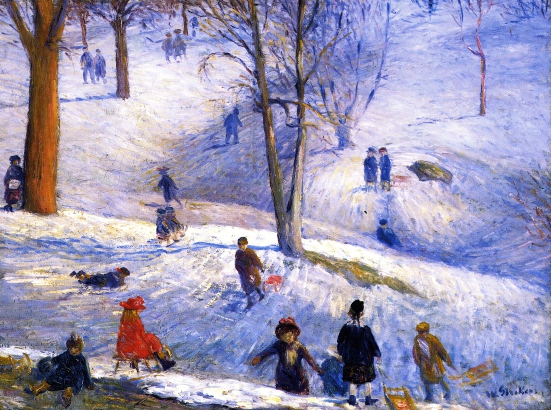 Sledding by William James Glackens