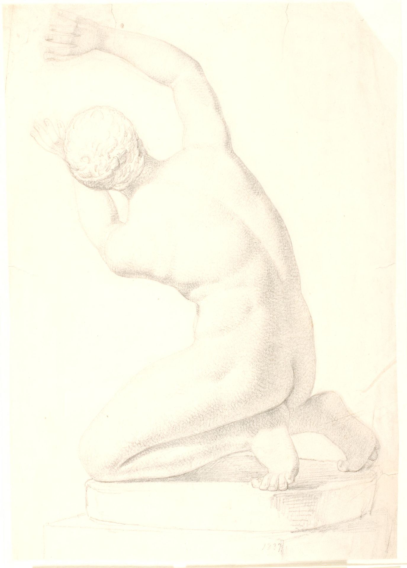 Tegning efter gips: antik ynglingsfigur (München) by Dankvart Dreyer