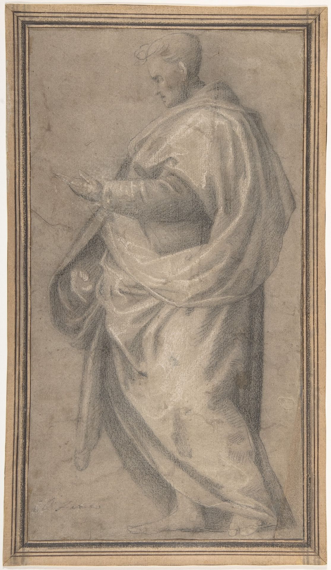 Drapery Study for a Standing Male Figure in Profile Facing Left by Fra Bartolomeo