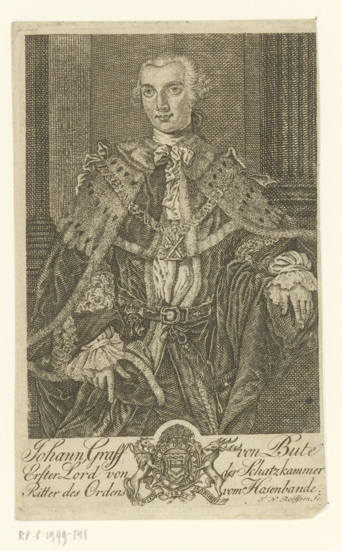 Portret van John Stuart by Franz Nikolaus Rolffsen