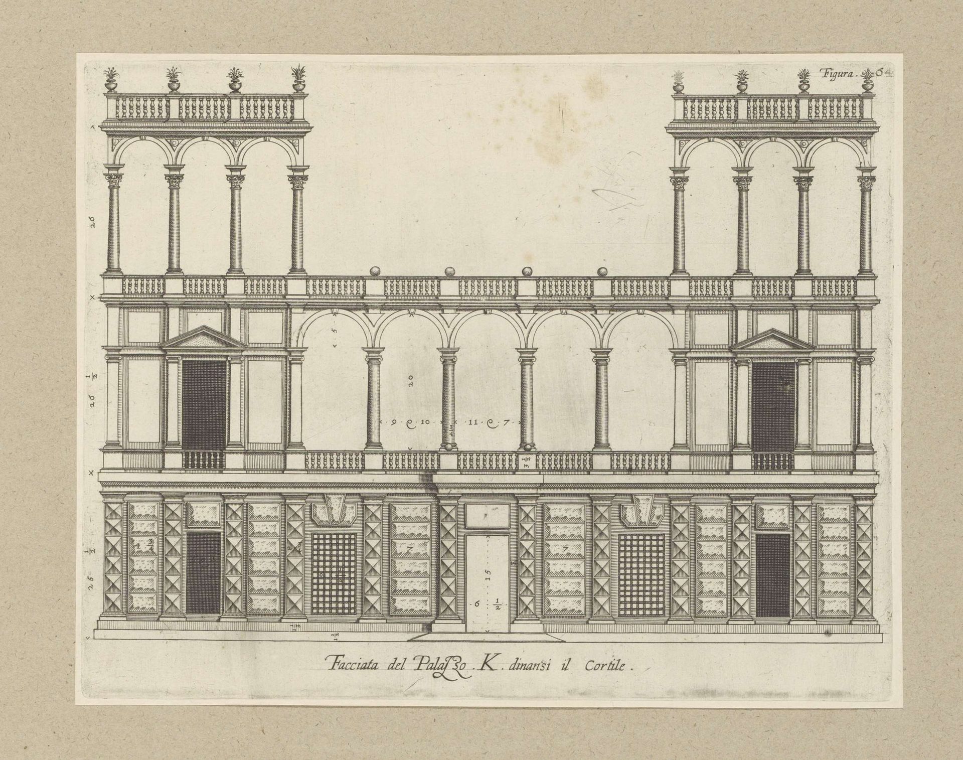 Opstand van de façade aan de straatzijde van het Palazzo Lercari-Parodi te Genua by Nicolaes Ryckmans