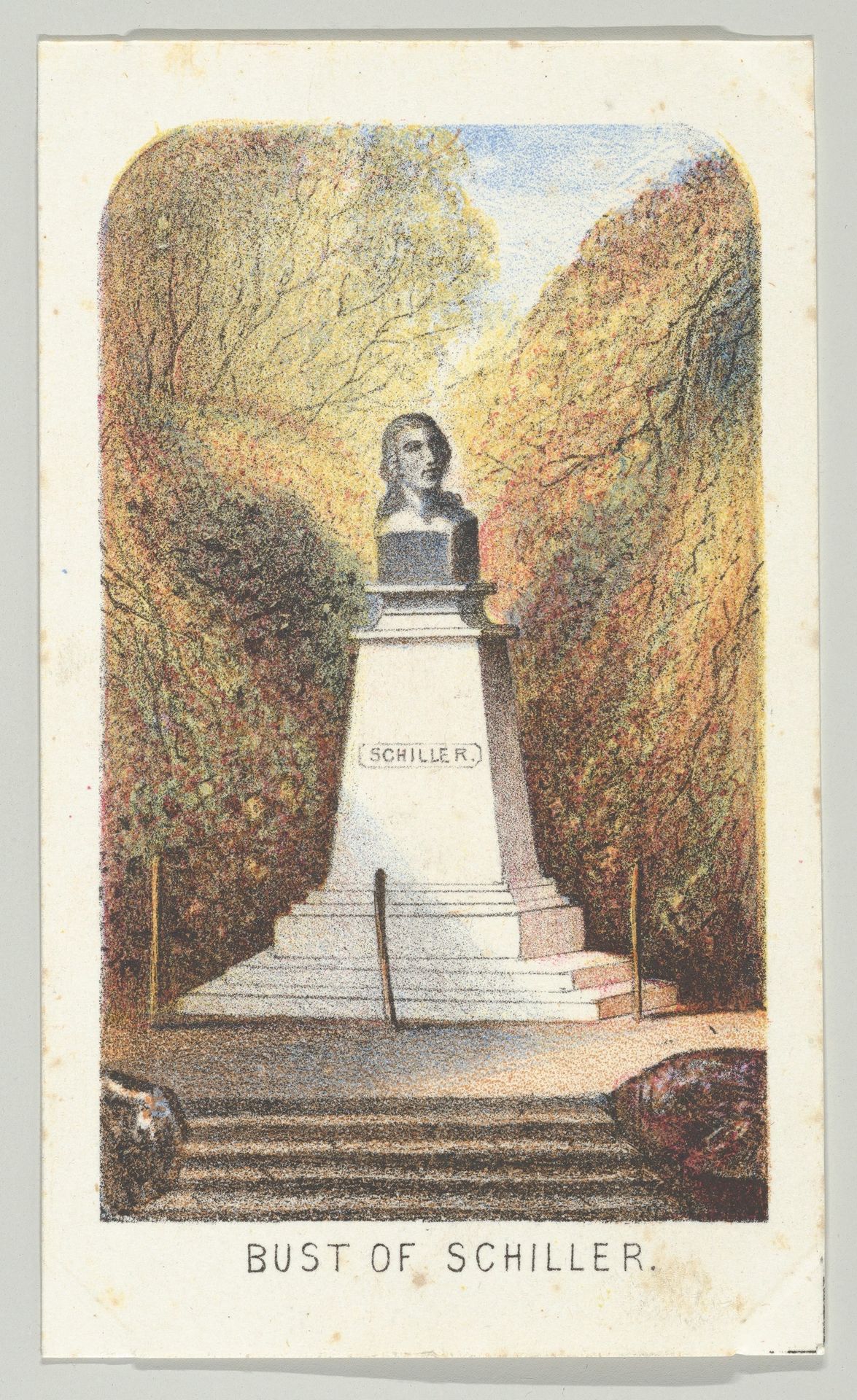 Bust of Schiller, from the series, Views in Central Park, New York, Part 3 by Louis Prang & Co.