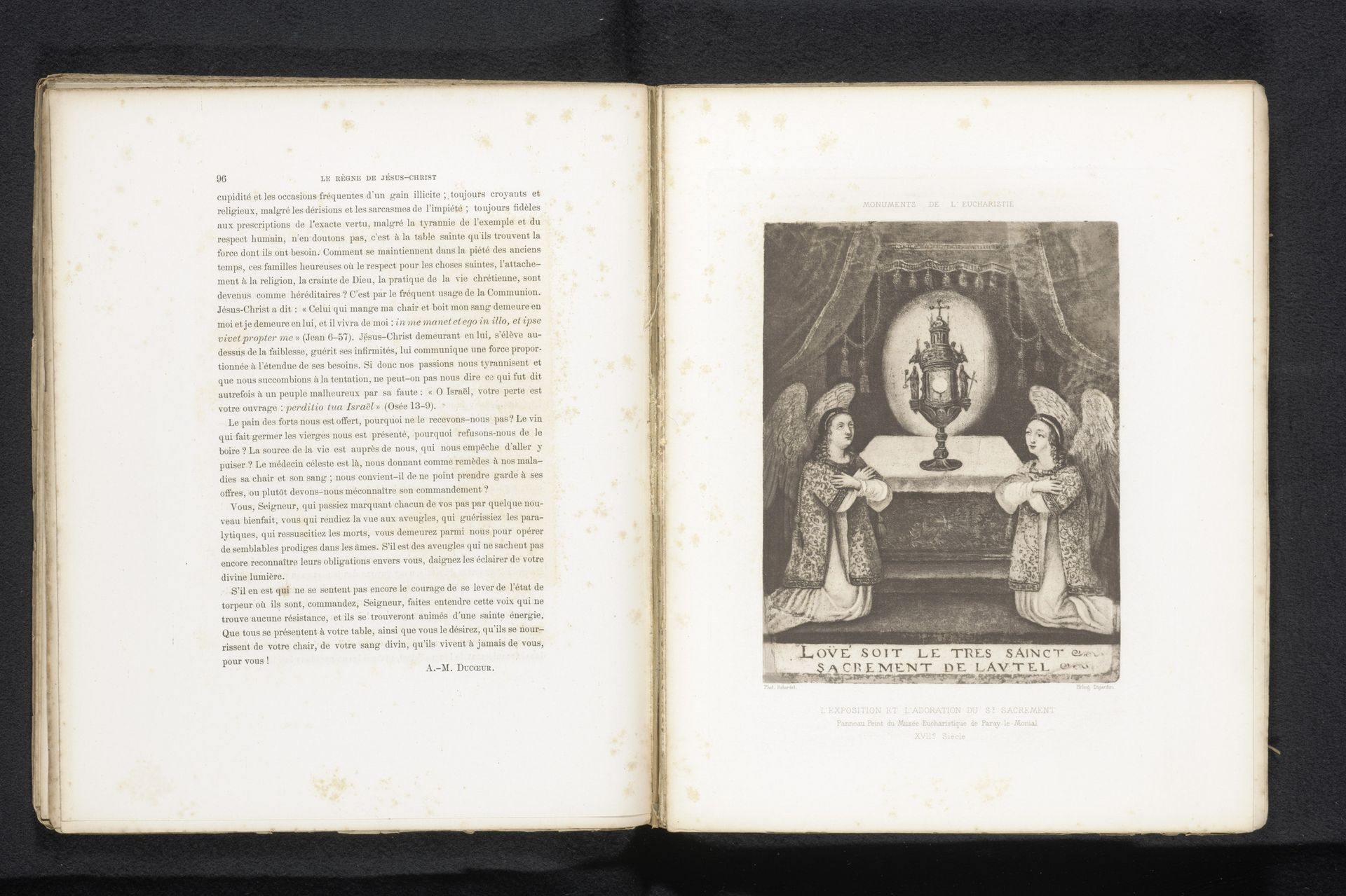 Reproductie van een schilderij van de tentoonstelling en aanbidding van het heilige sacrament by Robardet