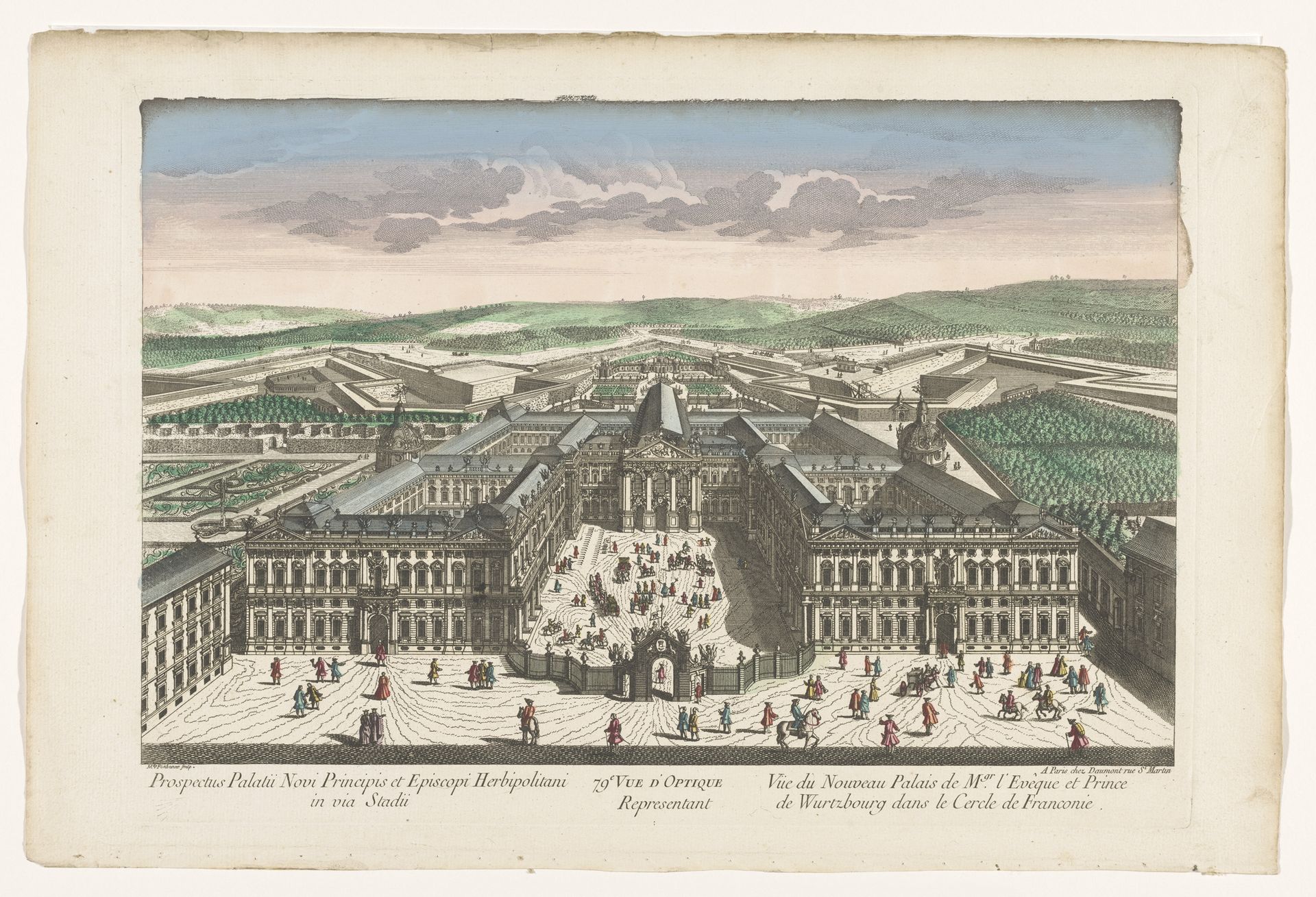 Gezicht op het paleis van de prins–bisschop van Würzburg in de Frankische Kreits by Jean-François Daumont