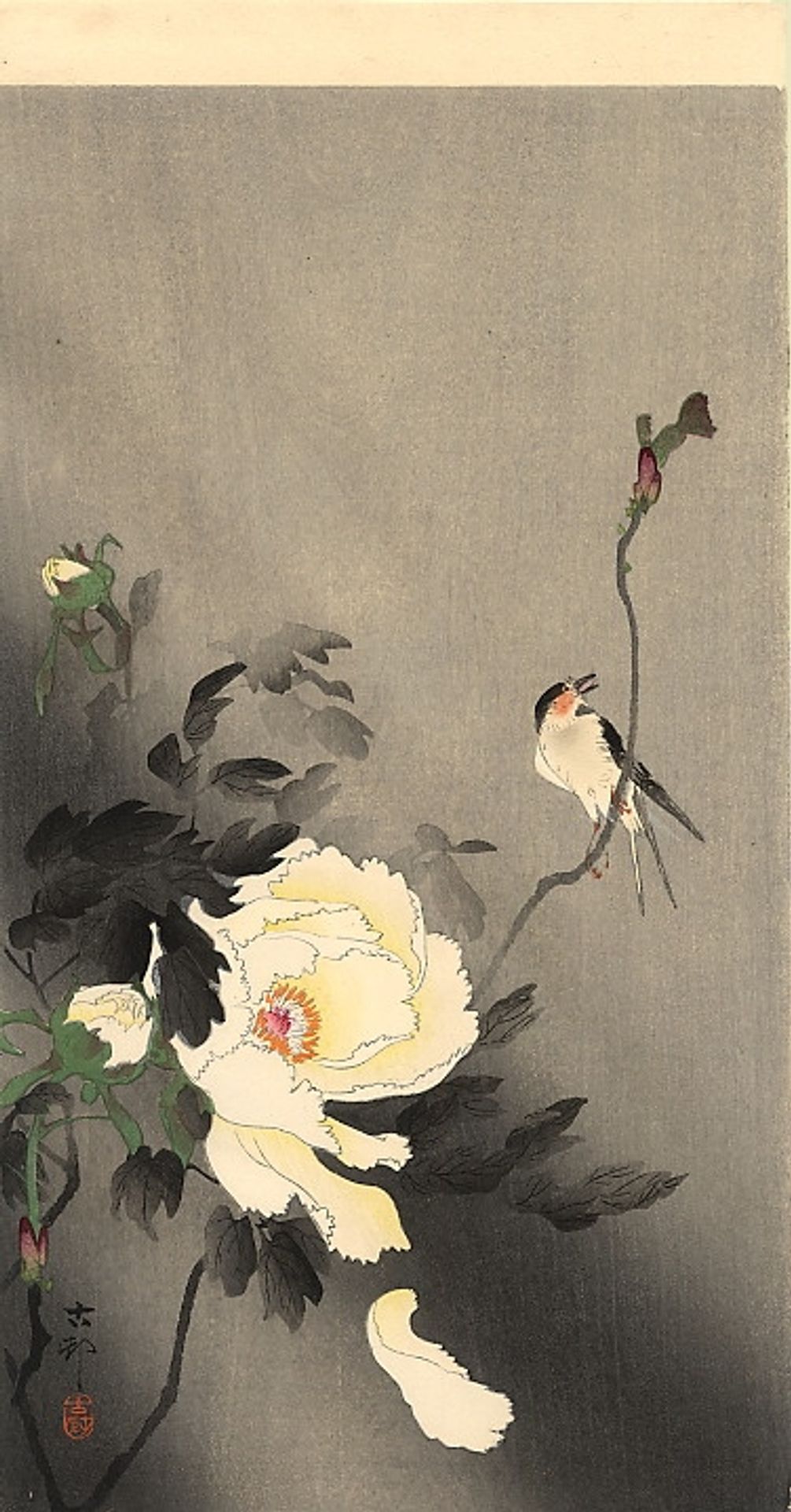 Swallow with Peony by Ohara Koson