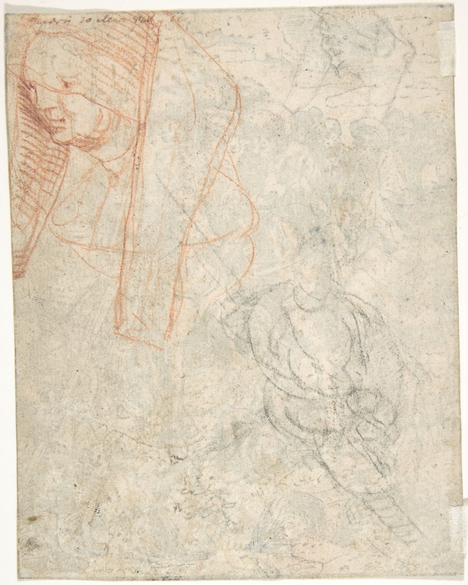 Head of a Woman and Sketch of a Figure (?) by Anonymous