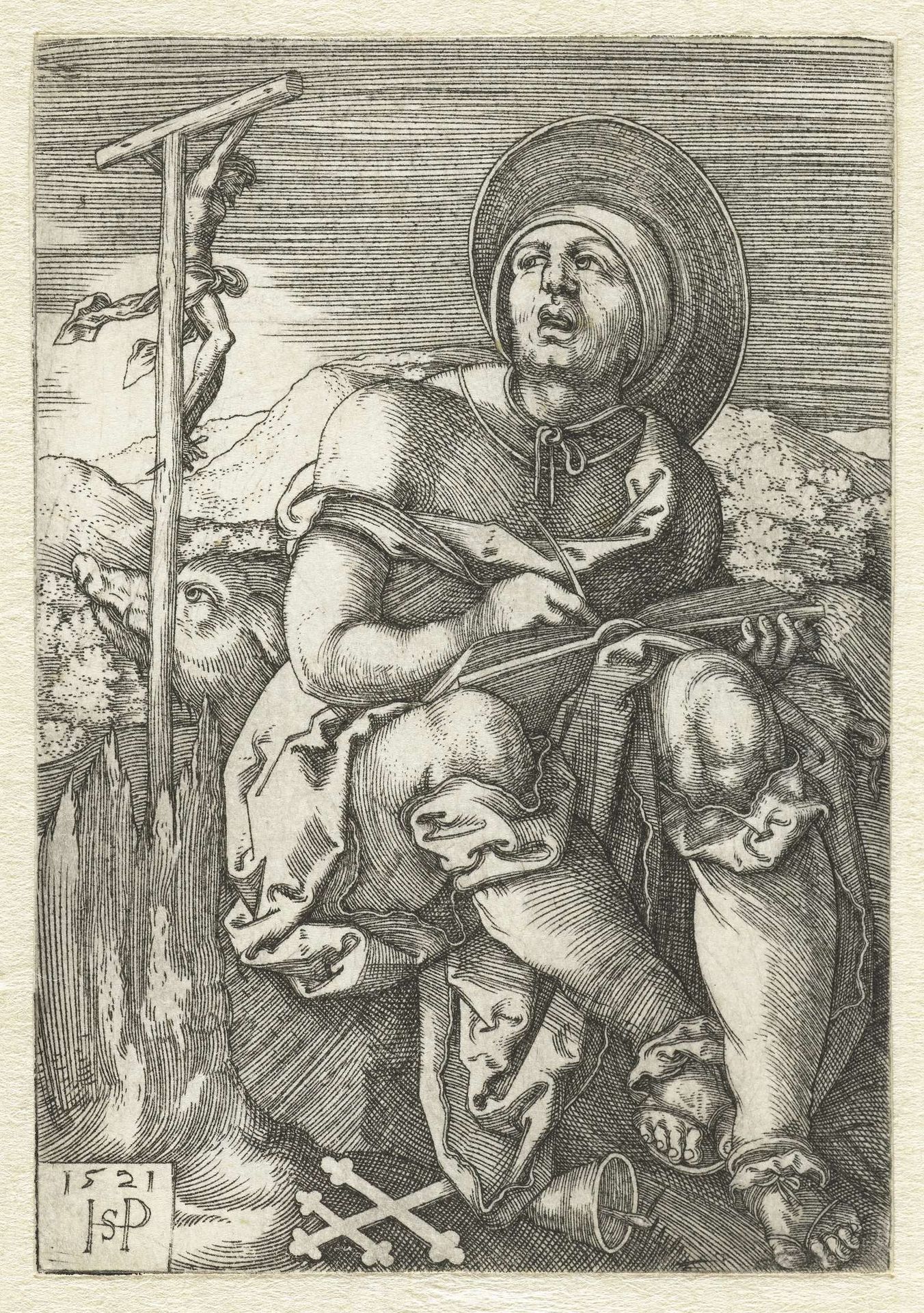 Heilige Antonius de Grote als kluizenaar by Sebald Beham