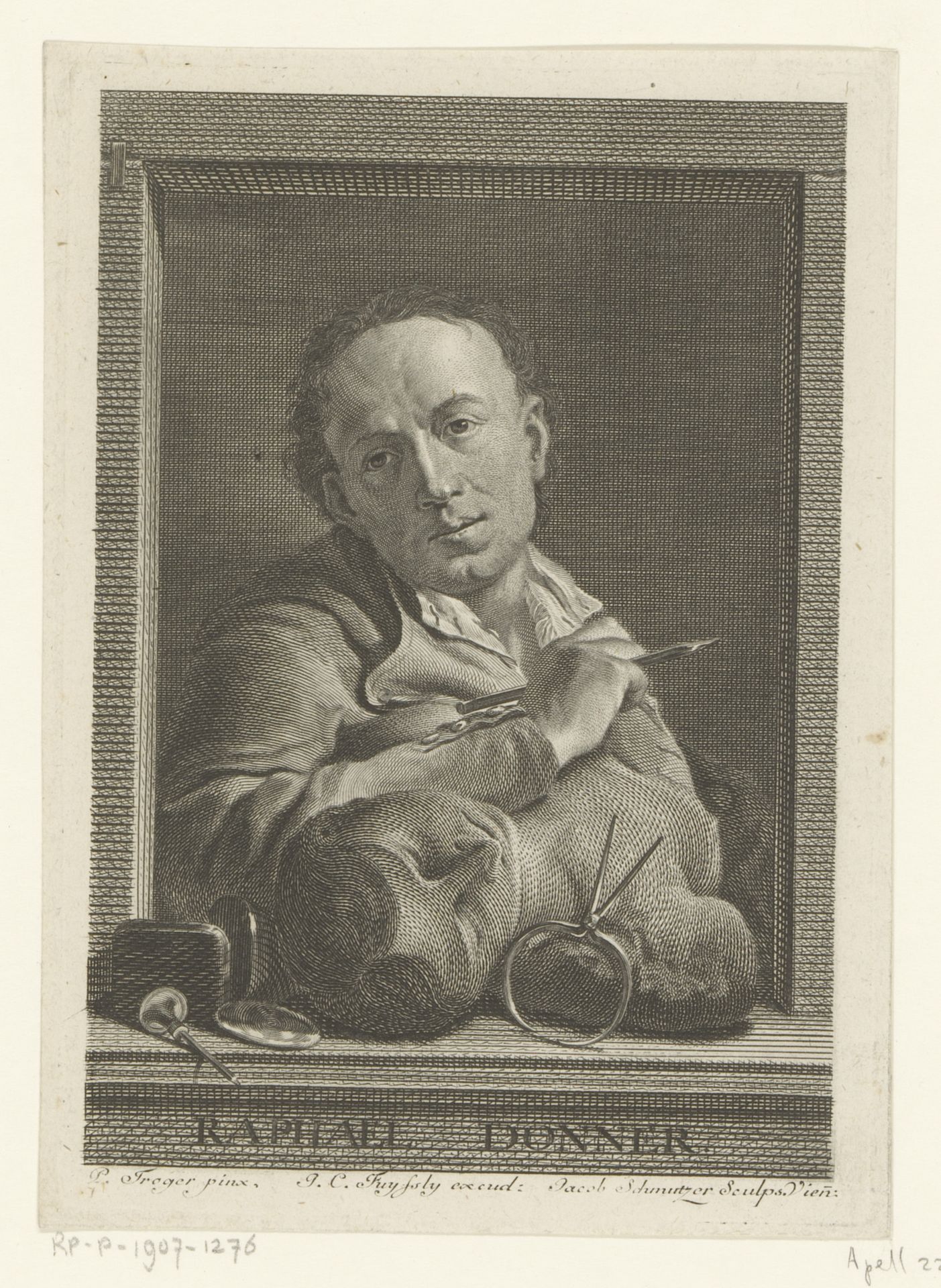 Portret van George Raphael Johann Donner by Jakob Matthias Schmutzer