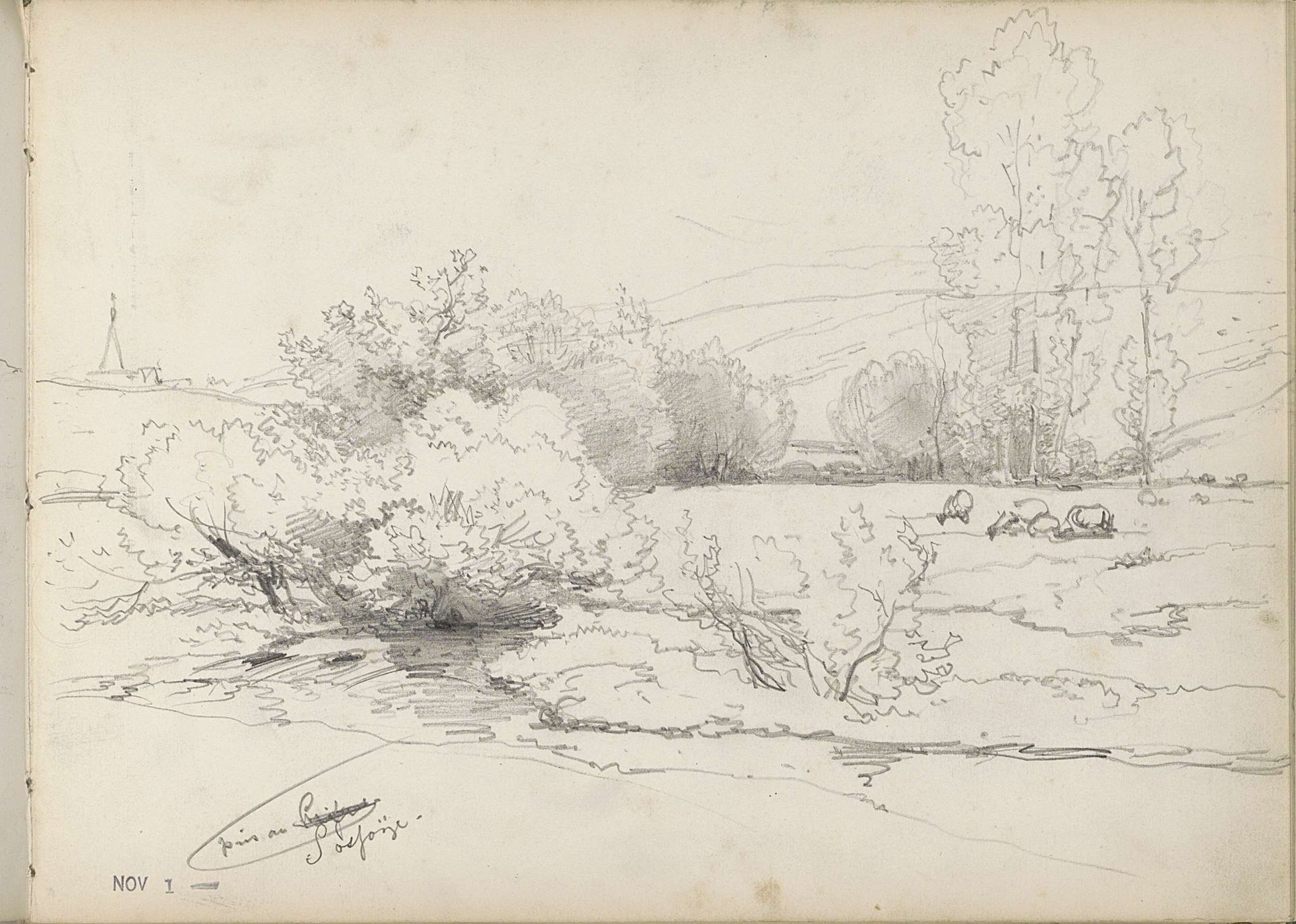 Landschap met vee bij Sosoye by Willem Roelofs