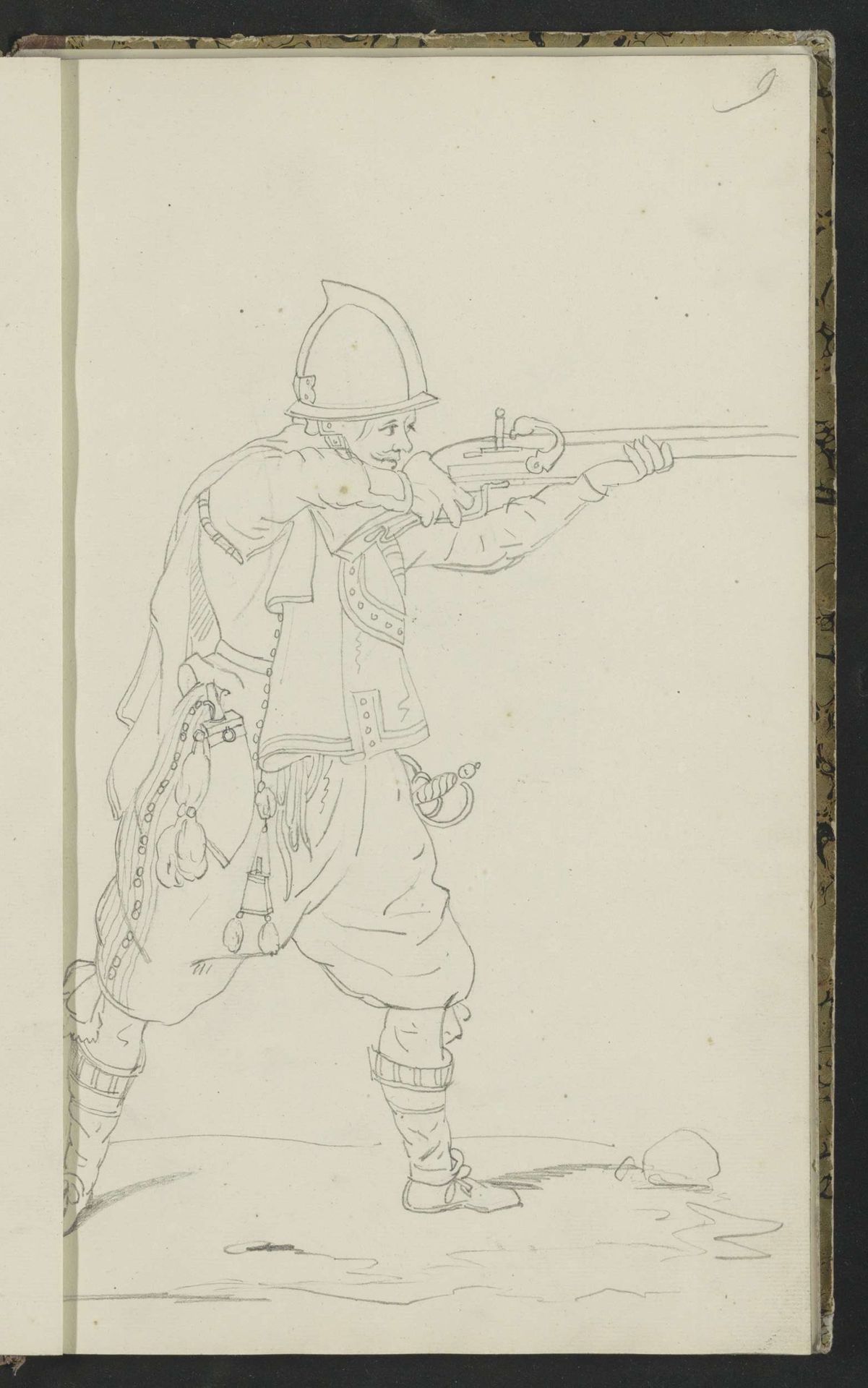 Soldaat die de trekker van zijn musket overhaalt by Johannes Antonius Canta