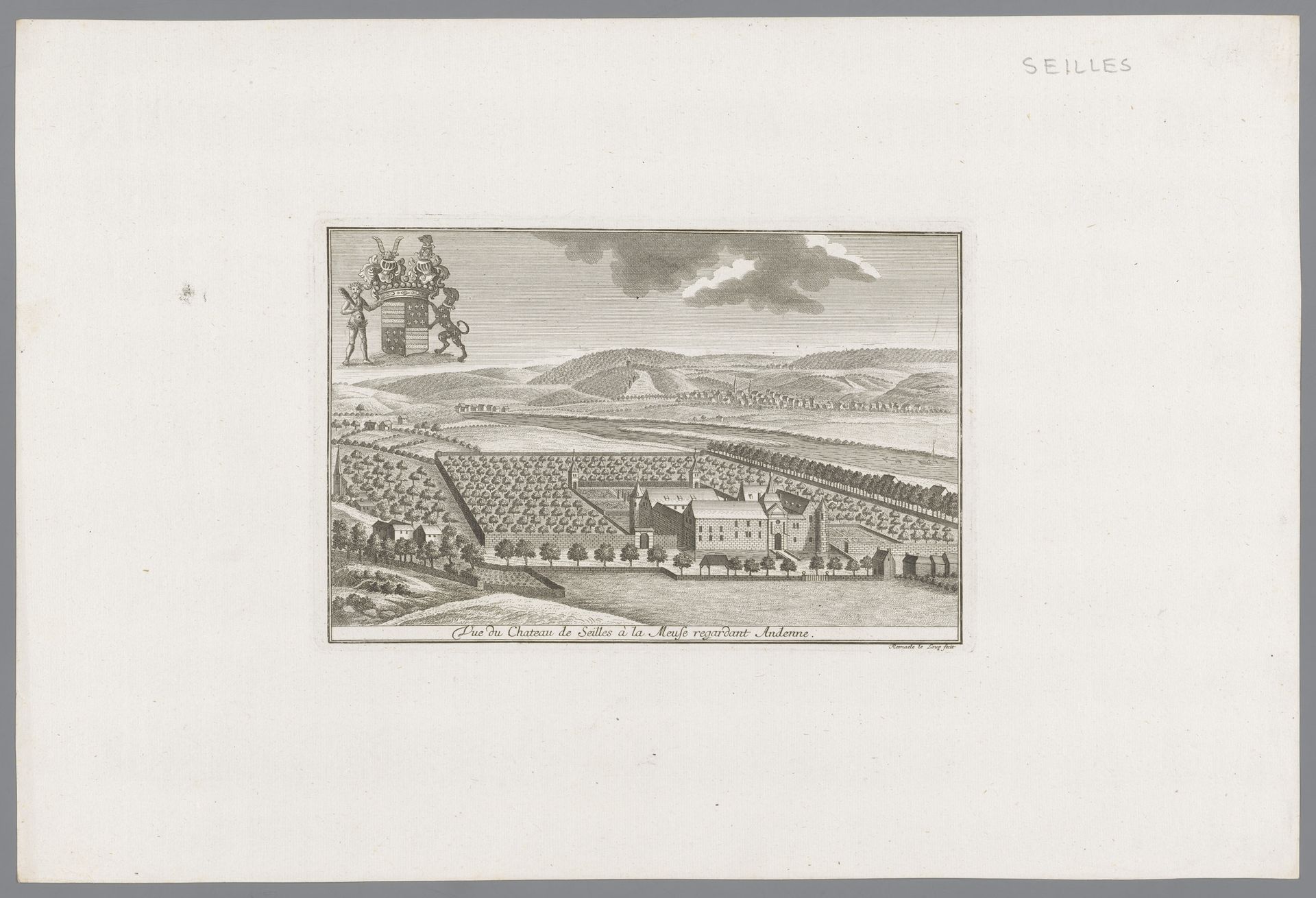 Gezicht op het kasteel van Seilles by Anonymous