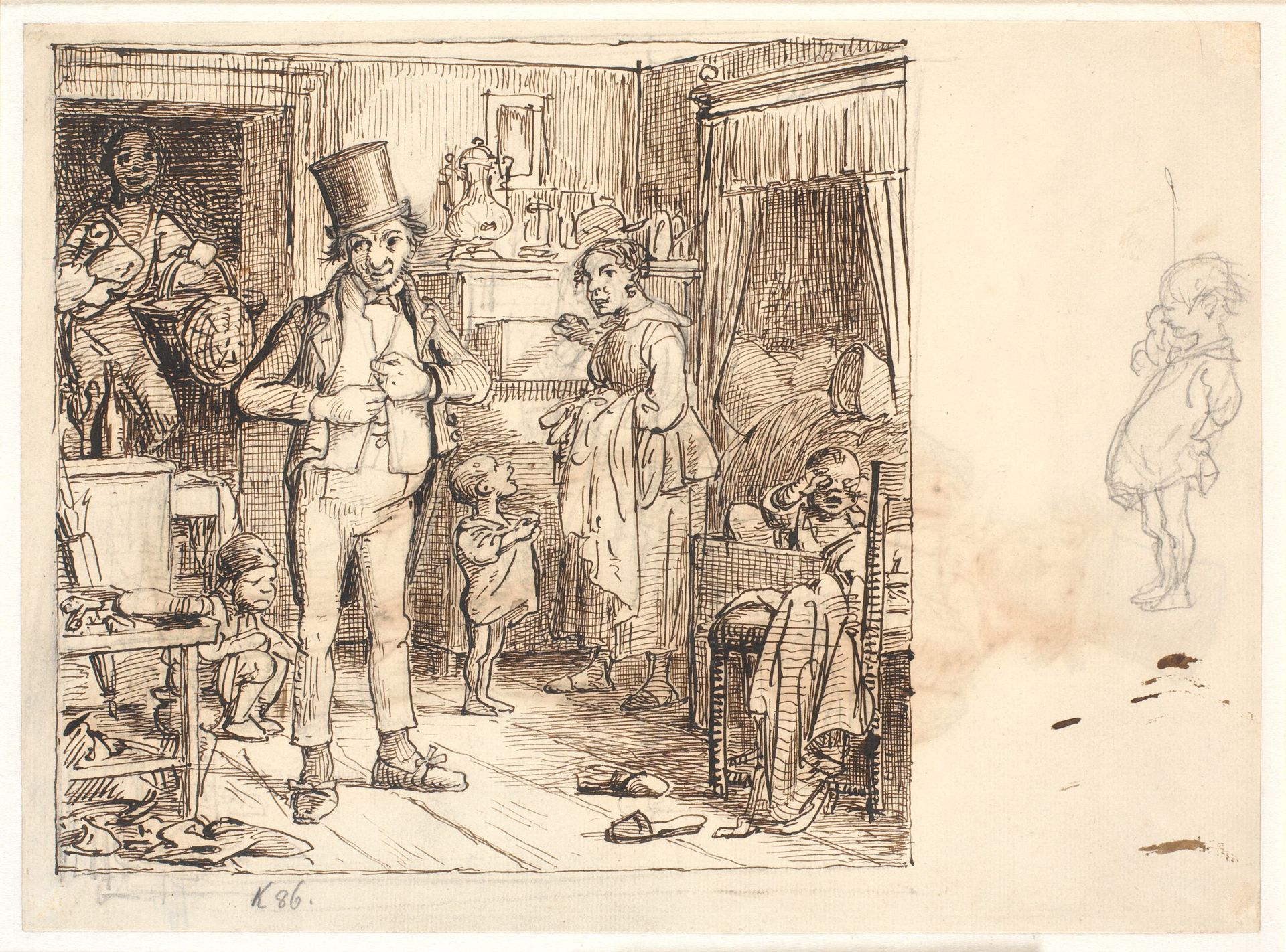 Skomagerfamilien forbereder sig til søndagsskovturen by Wilhelm Marstrand