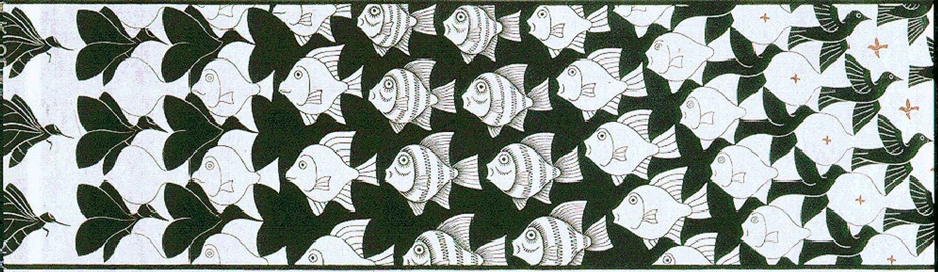 Metamorphosis II excerpt 4 by M.C. Escher