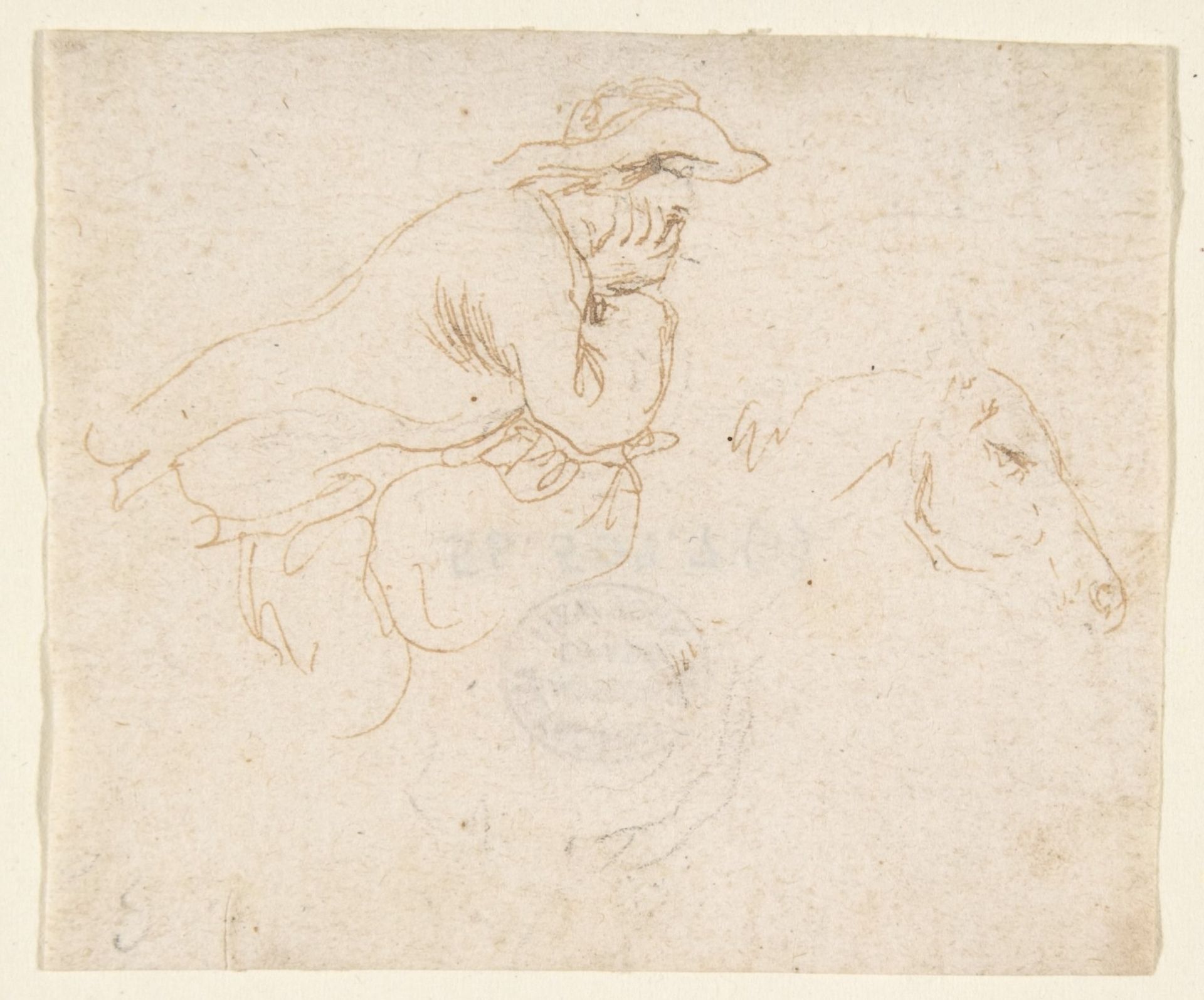 Man on Horseback seen in Profile View Facing Right. by Stefano della Bella