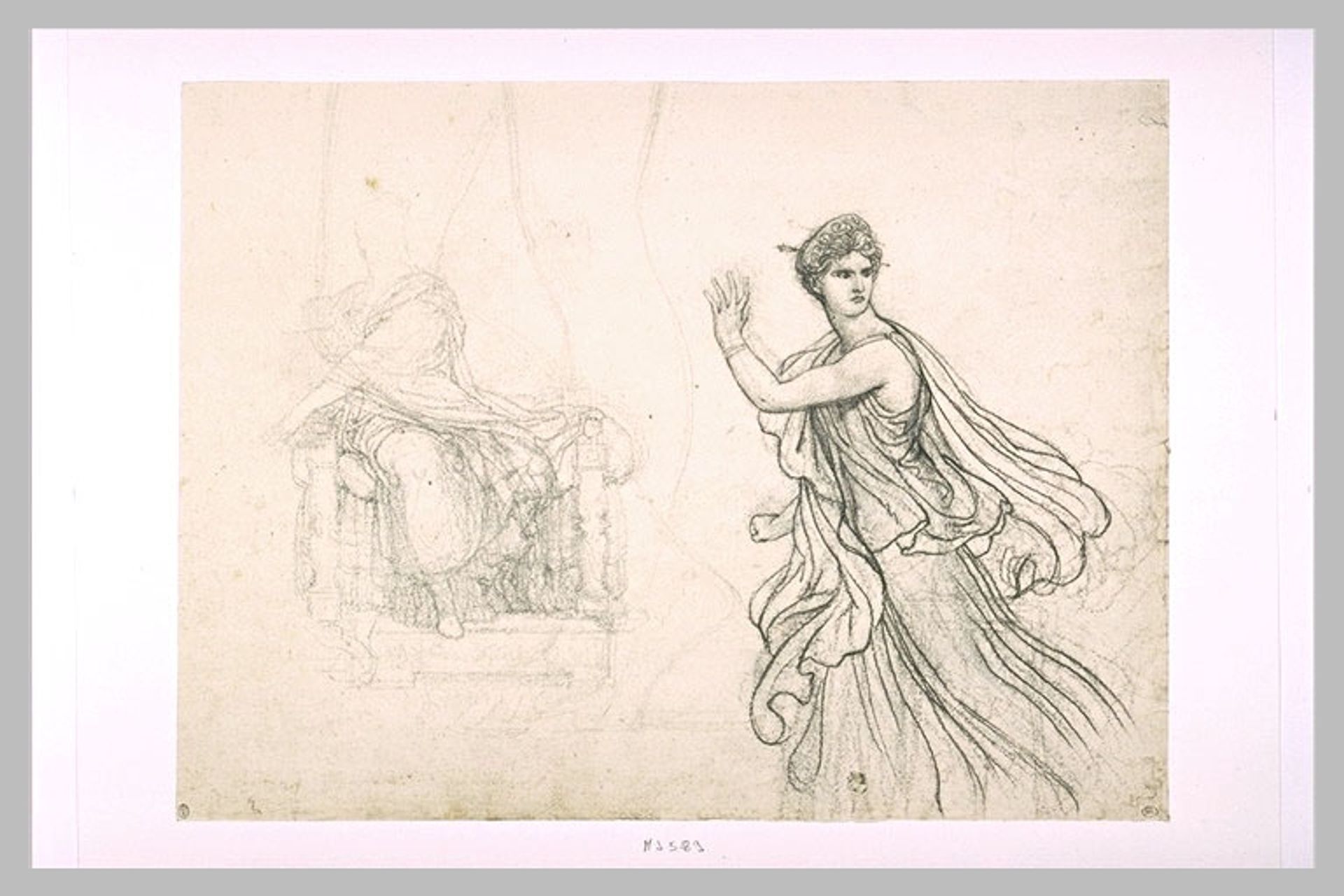 Study the figure of Hermione and sketches of the figure of Pyrrhus by Pierre-Narcisse Guerin