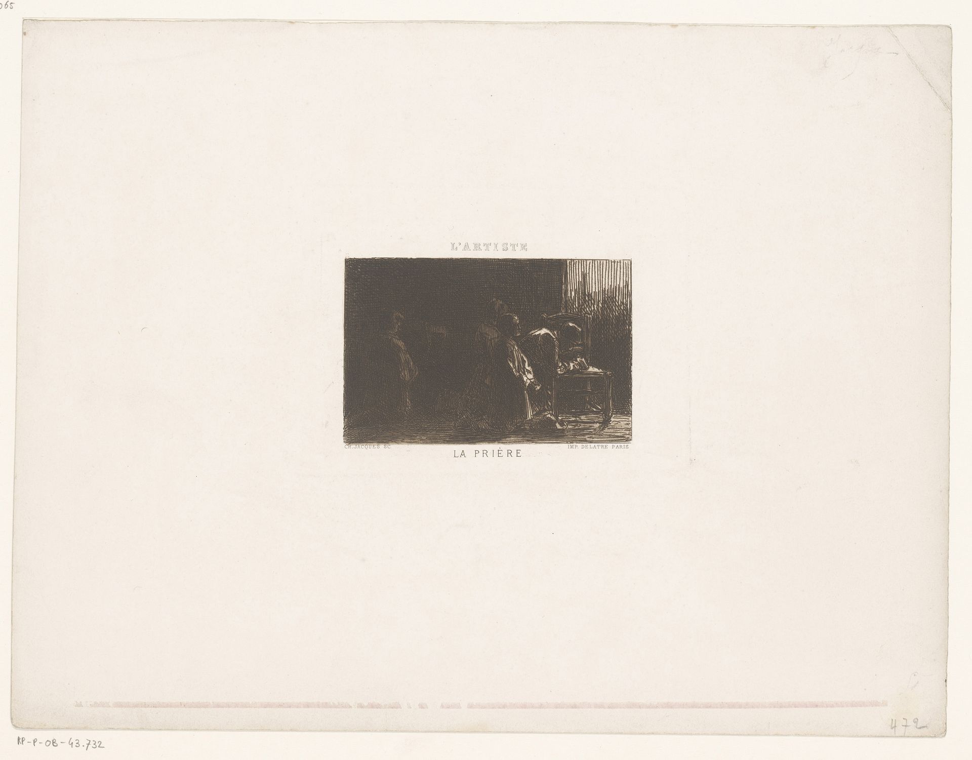 Biddende figuren voor een stoel by Charles Jacque