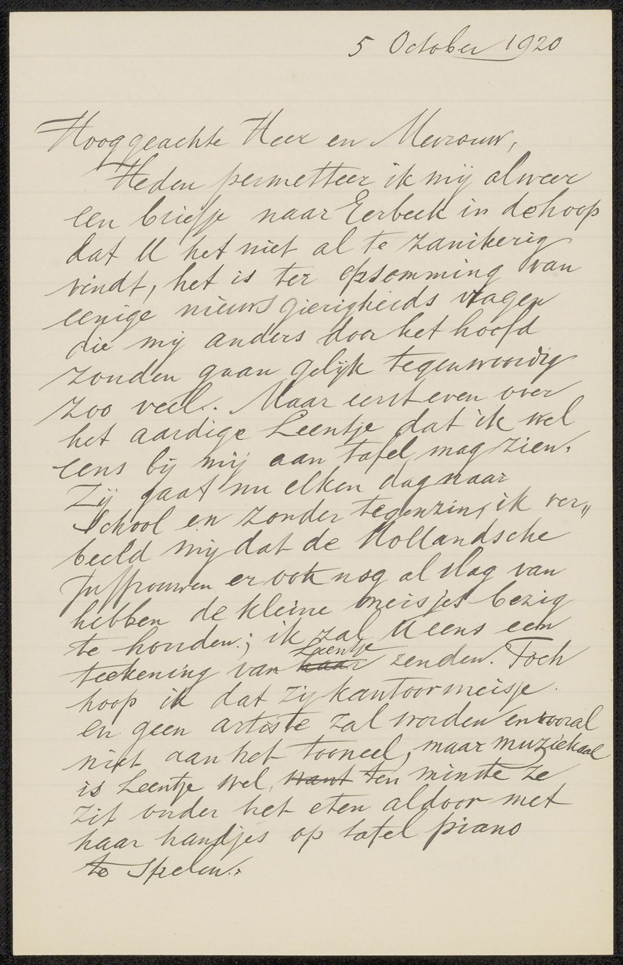 Brief aan Max Wilhelm Carl Weber en Anne Antoinette Weber-Van Bosse by August Allebé