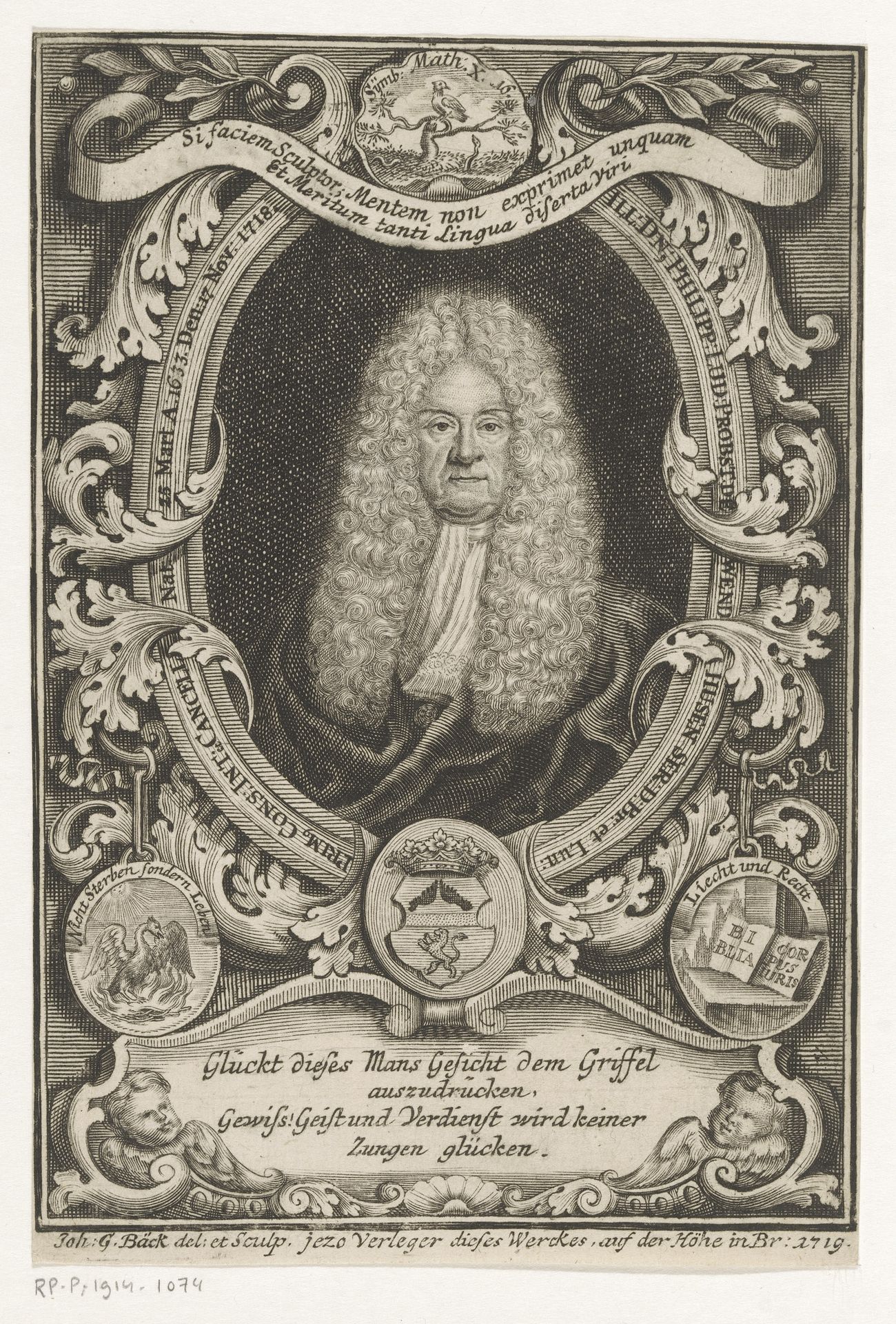Portret van Philipp Ludwig Prost von Wendhausen by Johann Georg Beck
