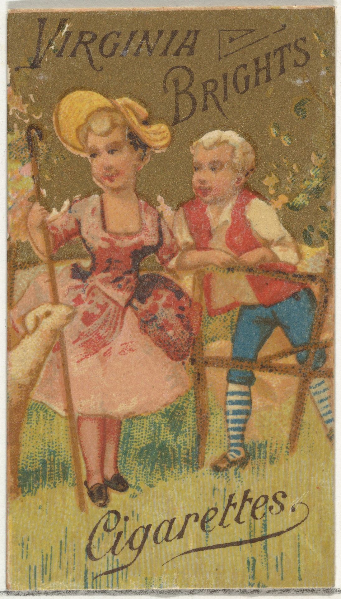 From the Girls and Children series (N64) promoting Virginia Brights Cigarettes for Allen & Ginter brand tobacco products by Allen & Ginter
