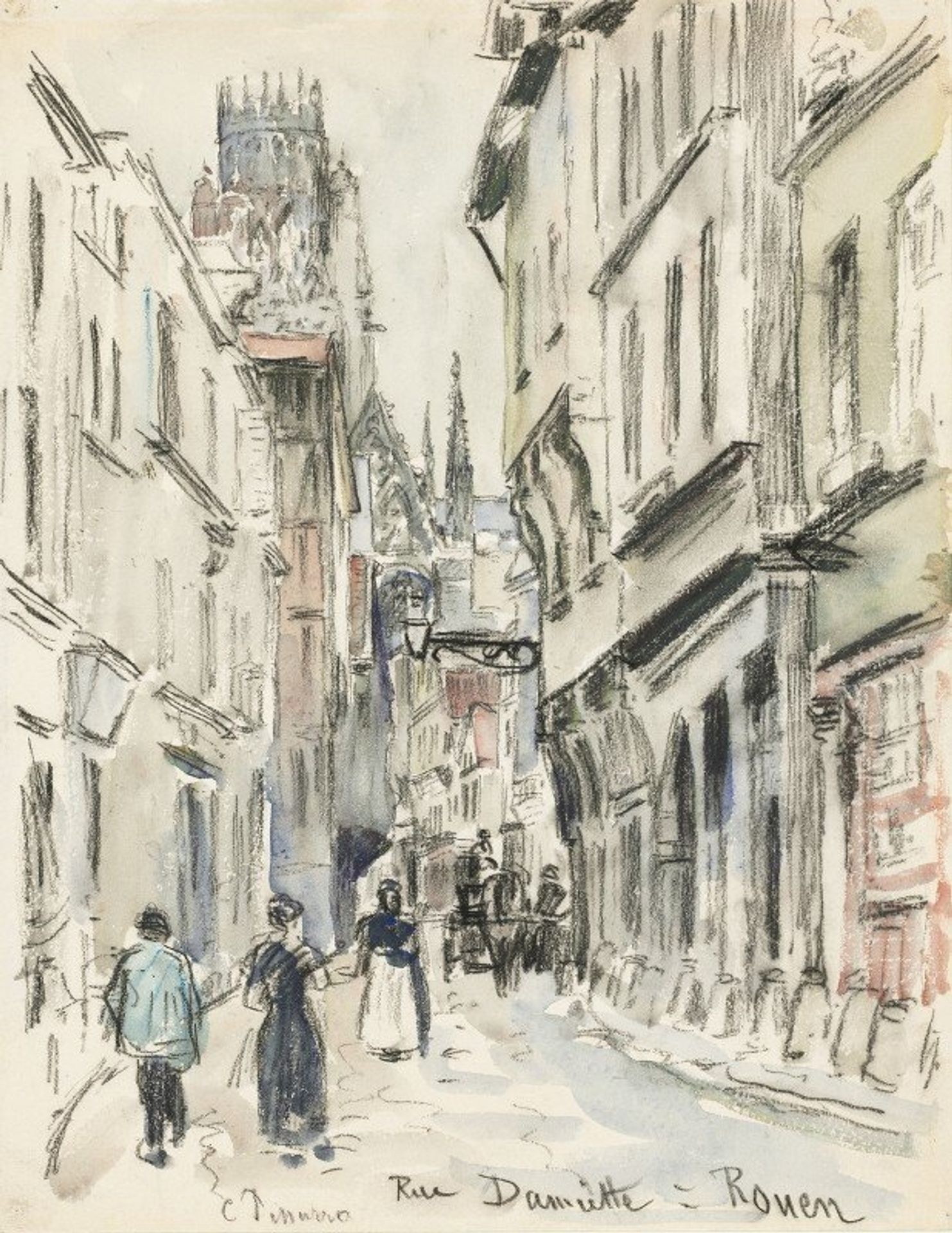 Rue Damiette, Rouen by Camille Pissarro