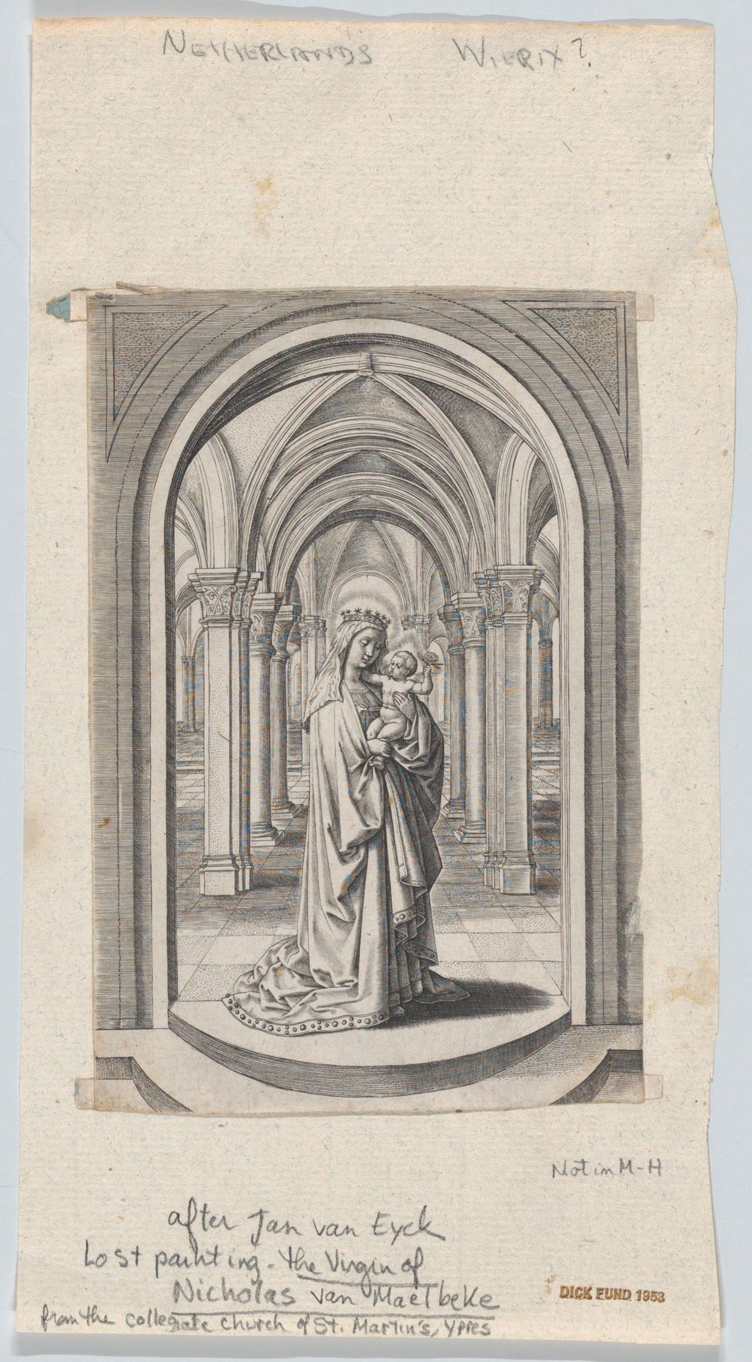 Virgin and Child in a Church, also known as the Van Maelbeke Virgin by Wierix