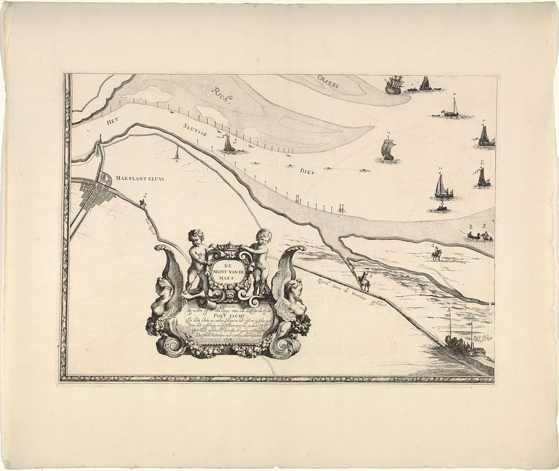 Kaart van de Maasmonding met postroutes (deel linksonder) by Joost van Geel
