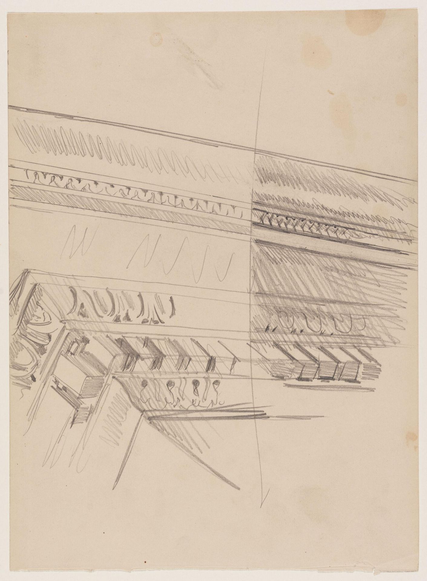 Detail of a Cornice; verso: Sketches of Figures by John Singer Sargent